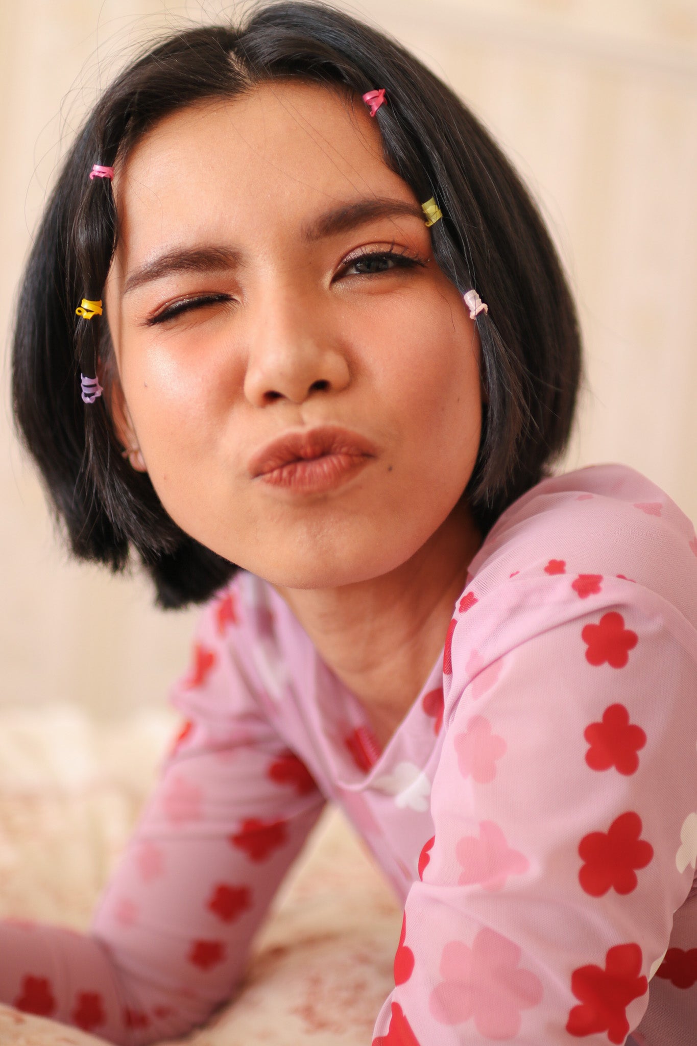 STARS MESH TOP IN PINK