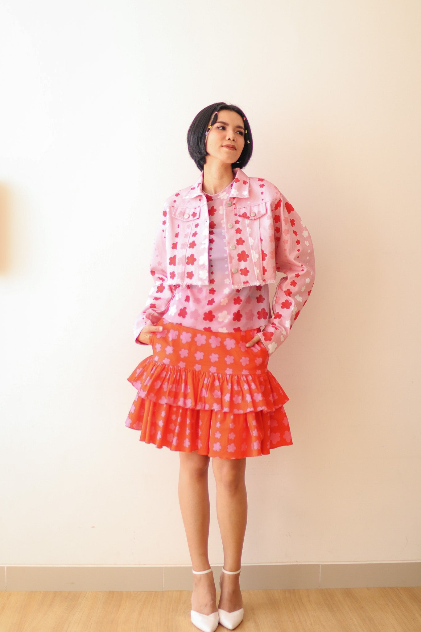 STARS MESH TOP IN PINK