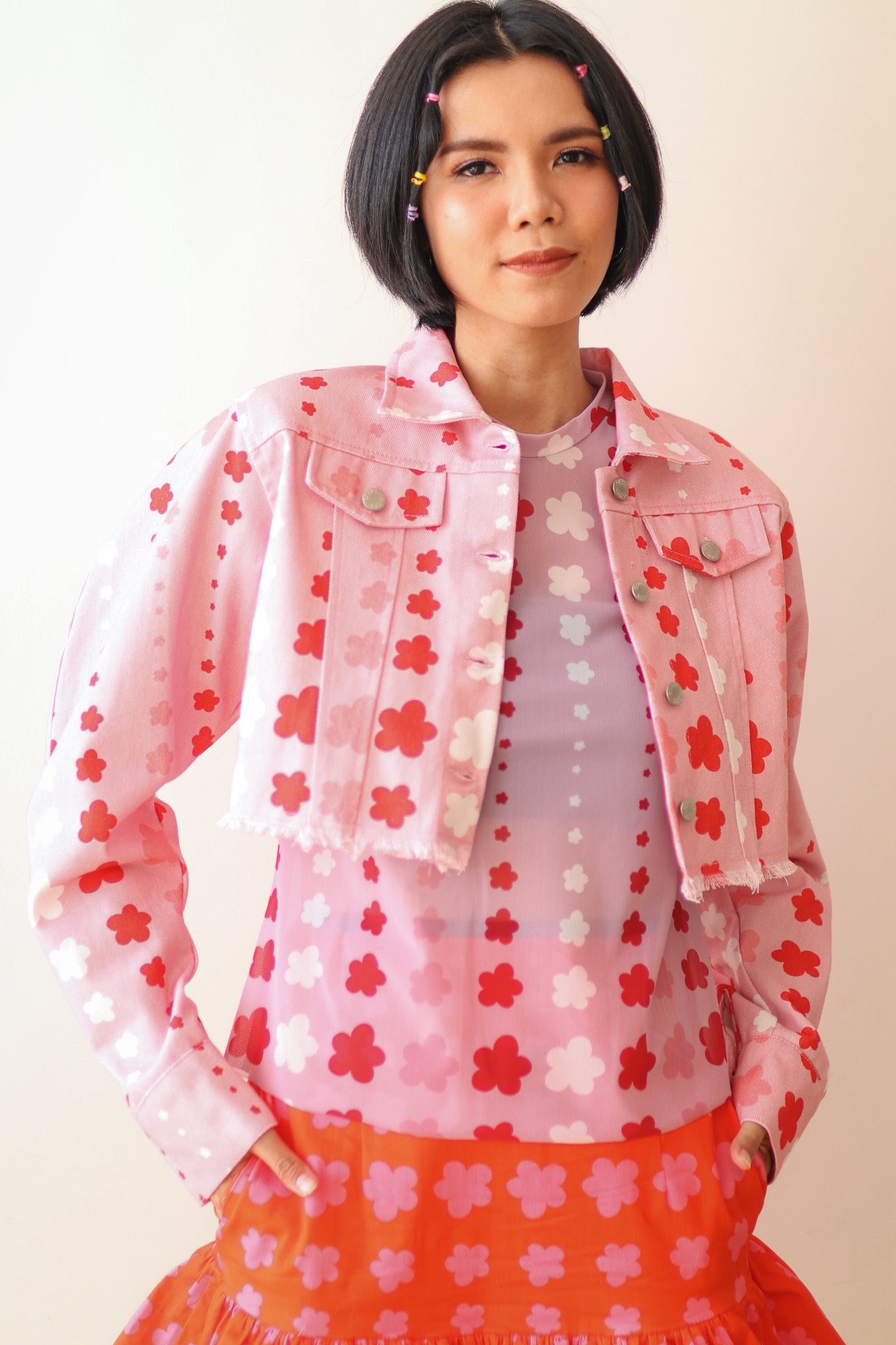 STARS MESH TOP IN PINK