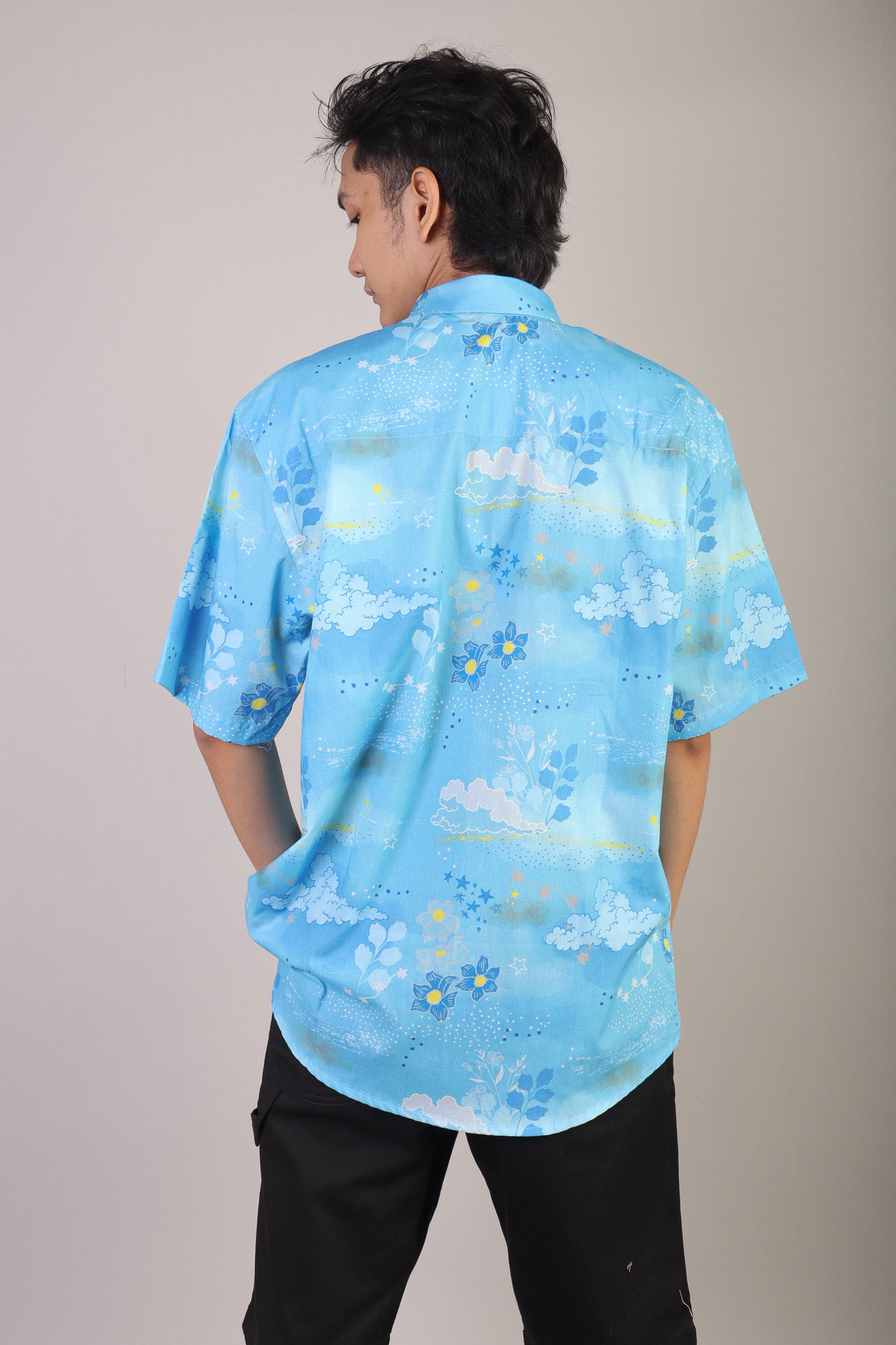CALLA X ADINIA MAN SHORT SHIRT IN BLUE