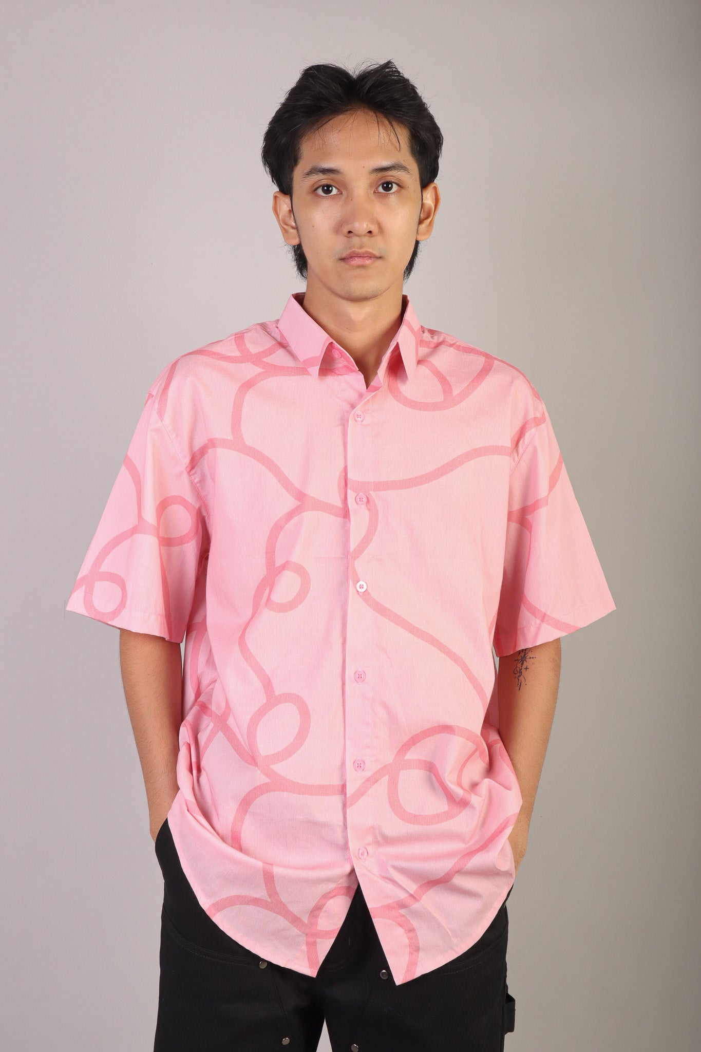 CALLA X ADINIA MAN SHORT SHIRT IN PINK