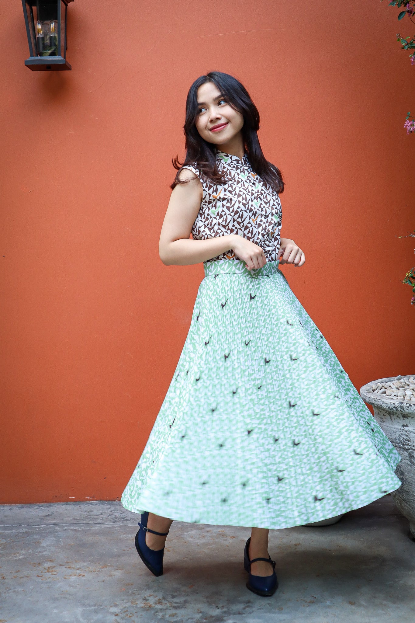 HORIZON UMBRELLA PLEATS SKIRT IN SAGE