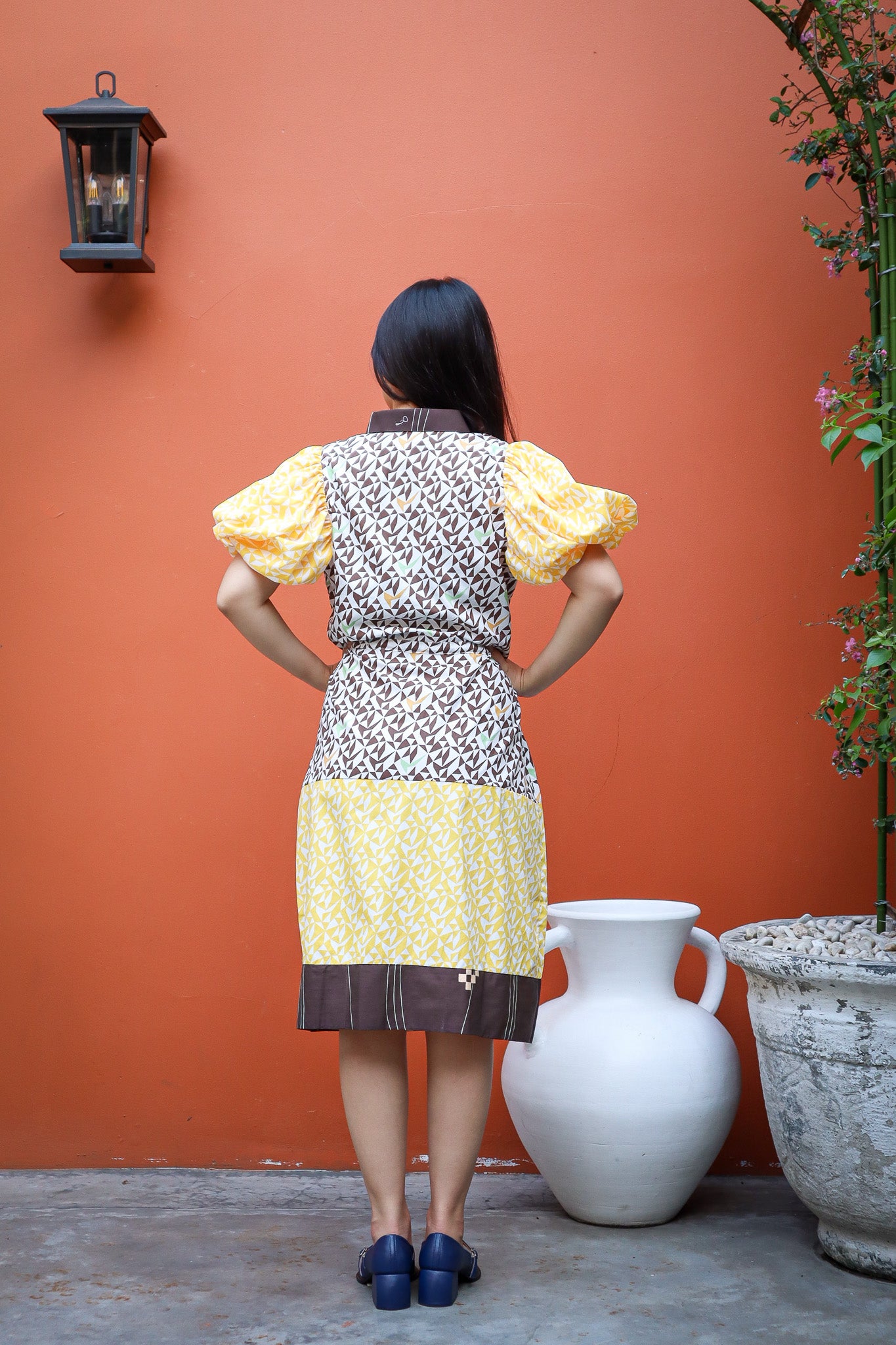 HORIZON PUFFY MIX DRESS IN YELLOW