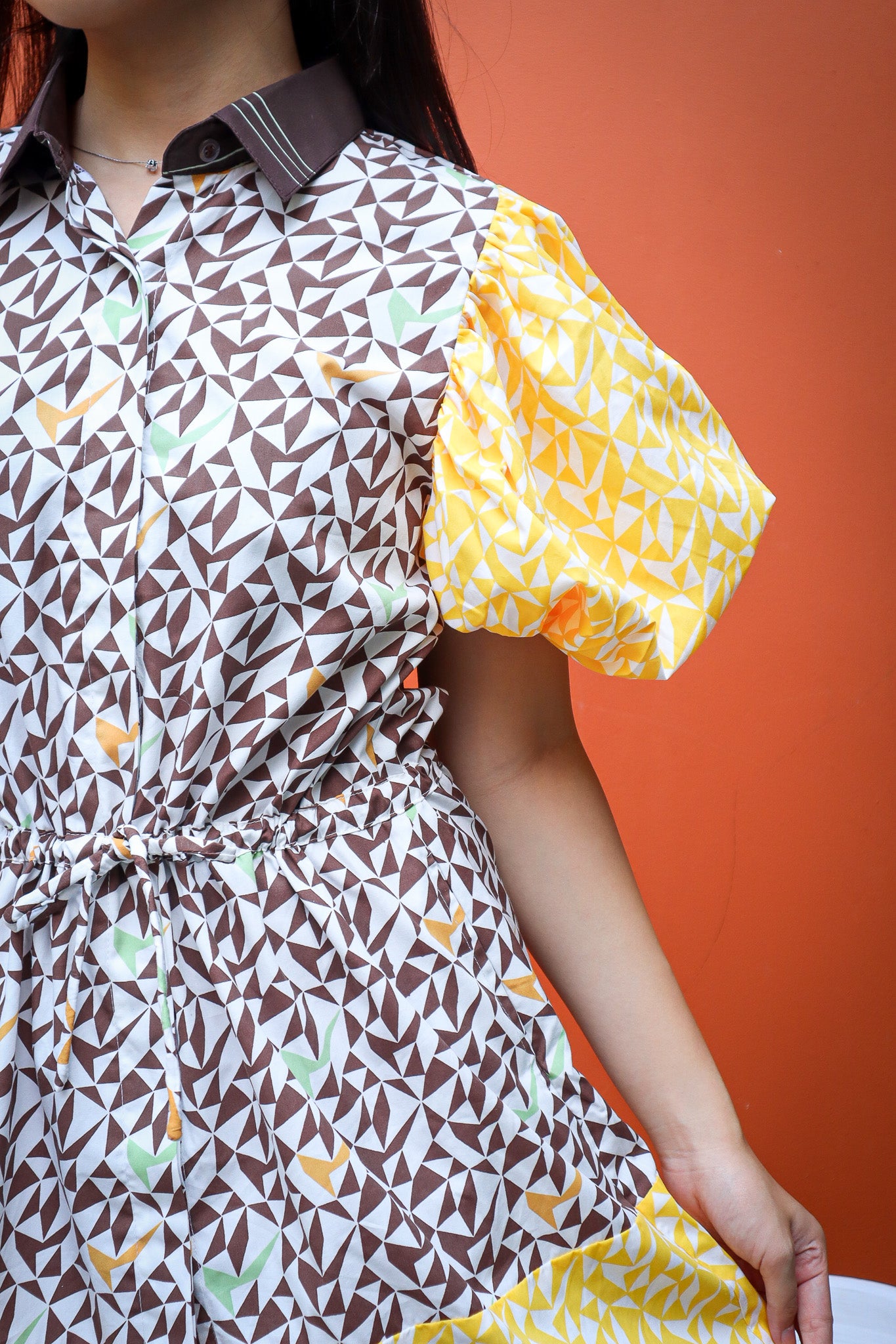 HORIZON PUFFY MIX DRESS IN YELLOW