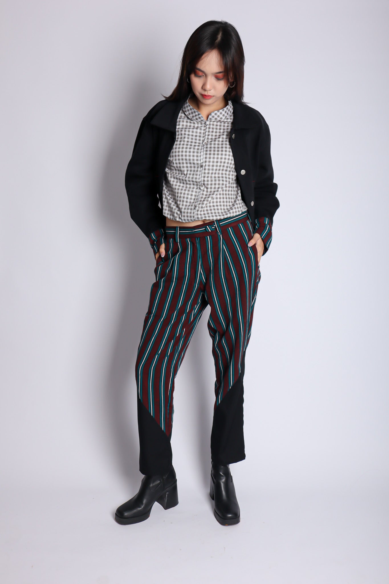 WASTRA MIX PANTS IN MAROON