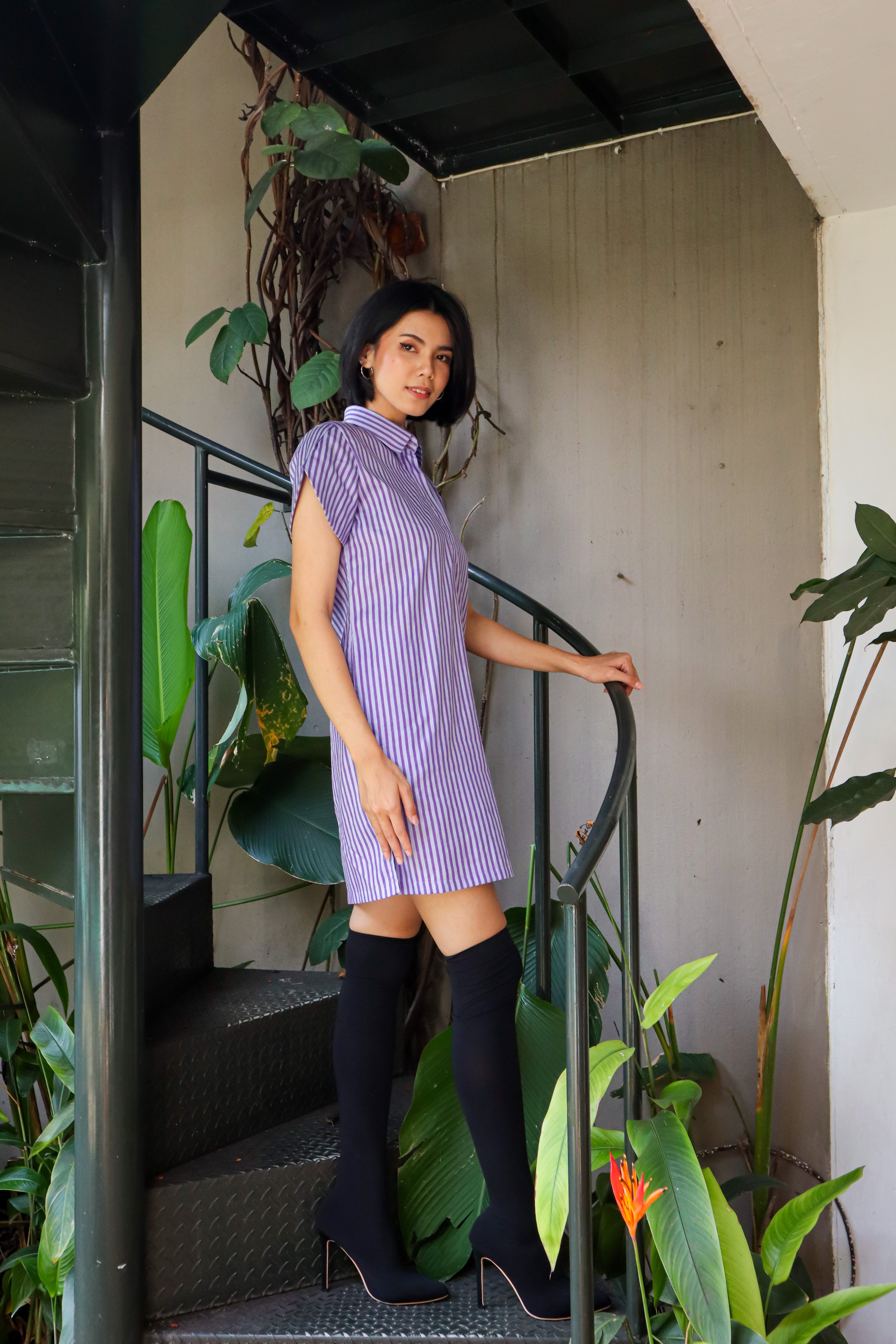 BASIC STRIPES TUNIC IN PURPLE