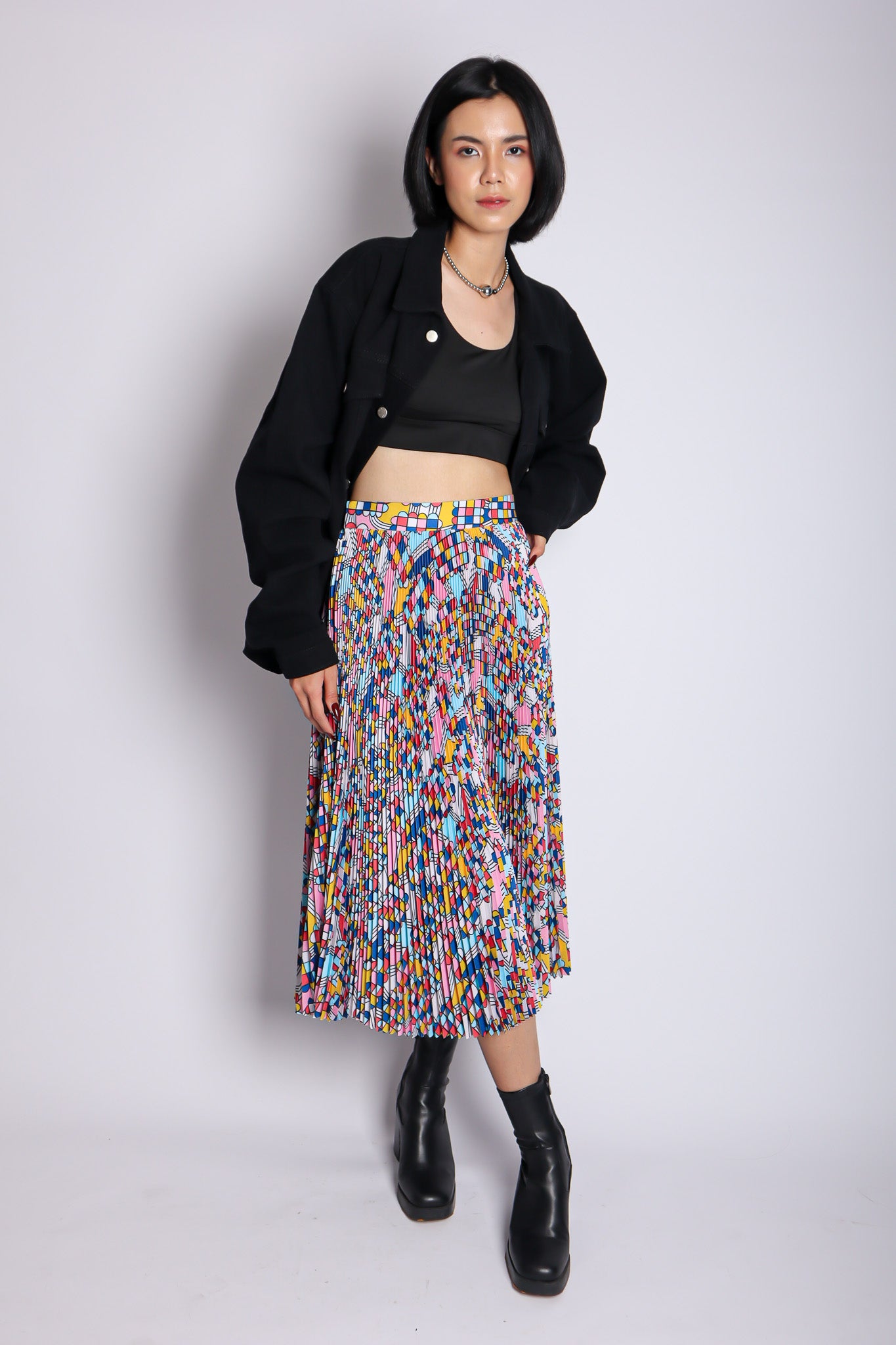 MOZAIC UMBRELLA PLEATS SKIRT