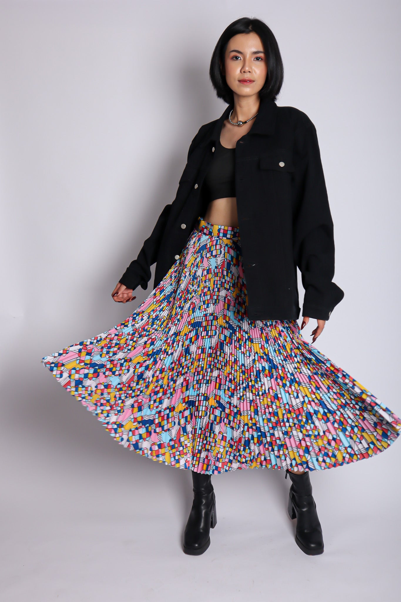MOZAIC UMBRELLA PLEATS SKIRT