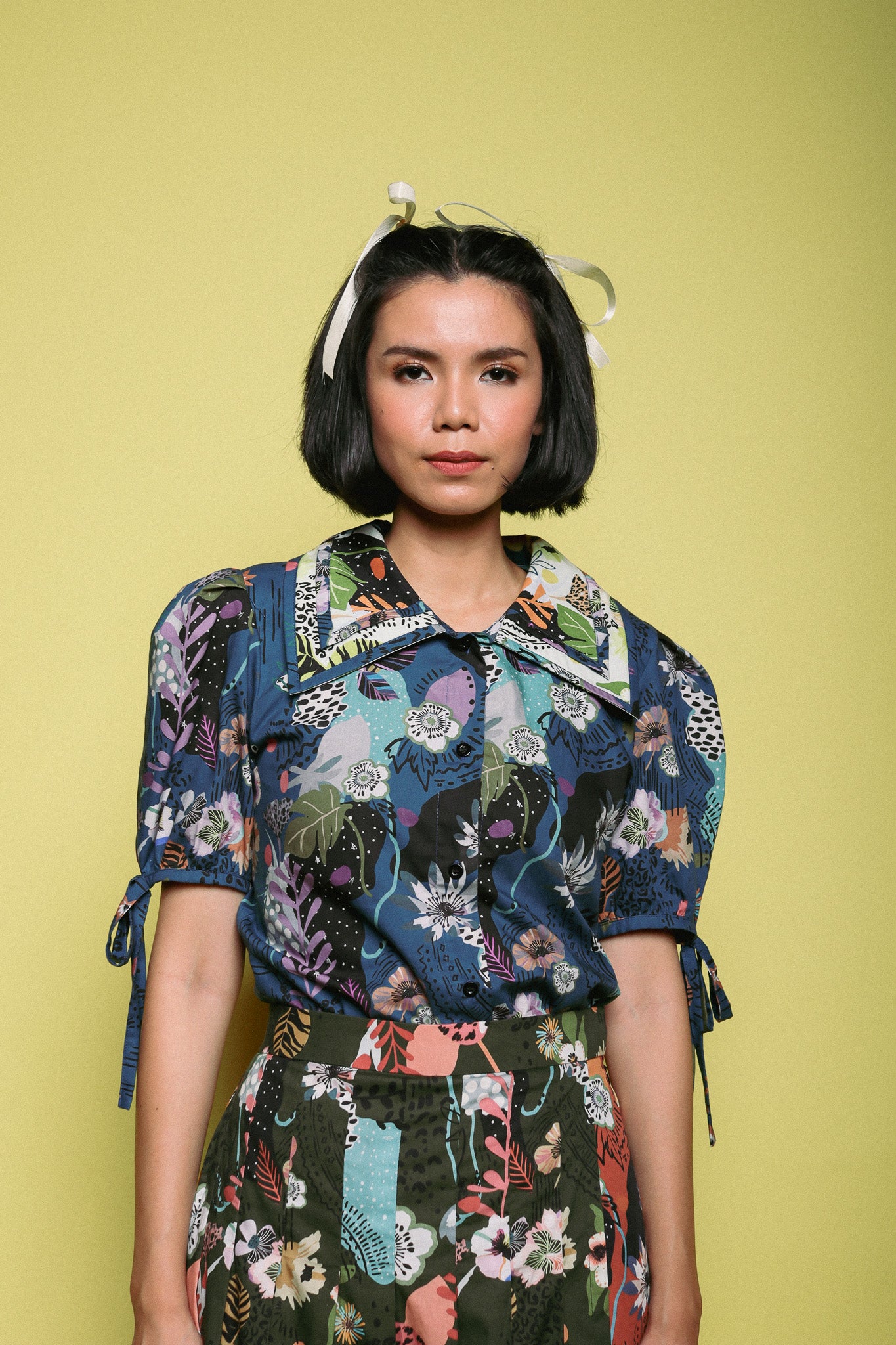 CHRYSANT COLLAR PUFFY SHIRT IN BLUE