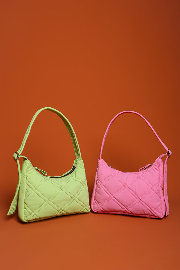 BASIC LIME QUILTED BAG