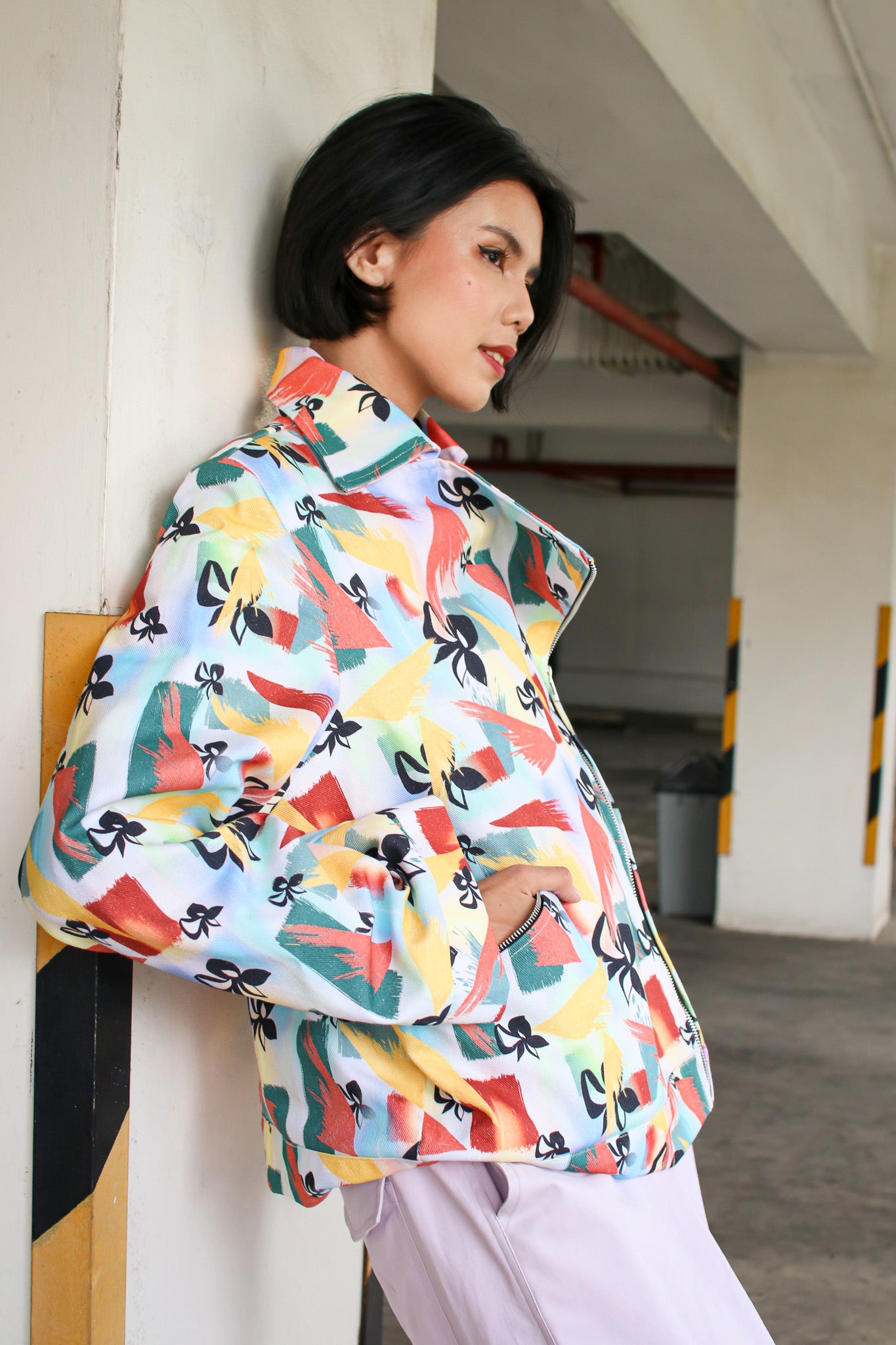 FLOWER SPLASH DENIM JACKET