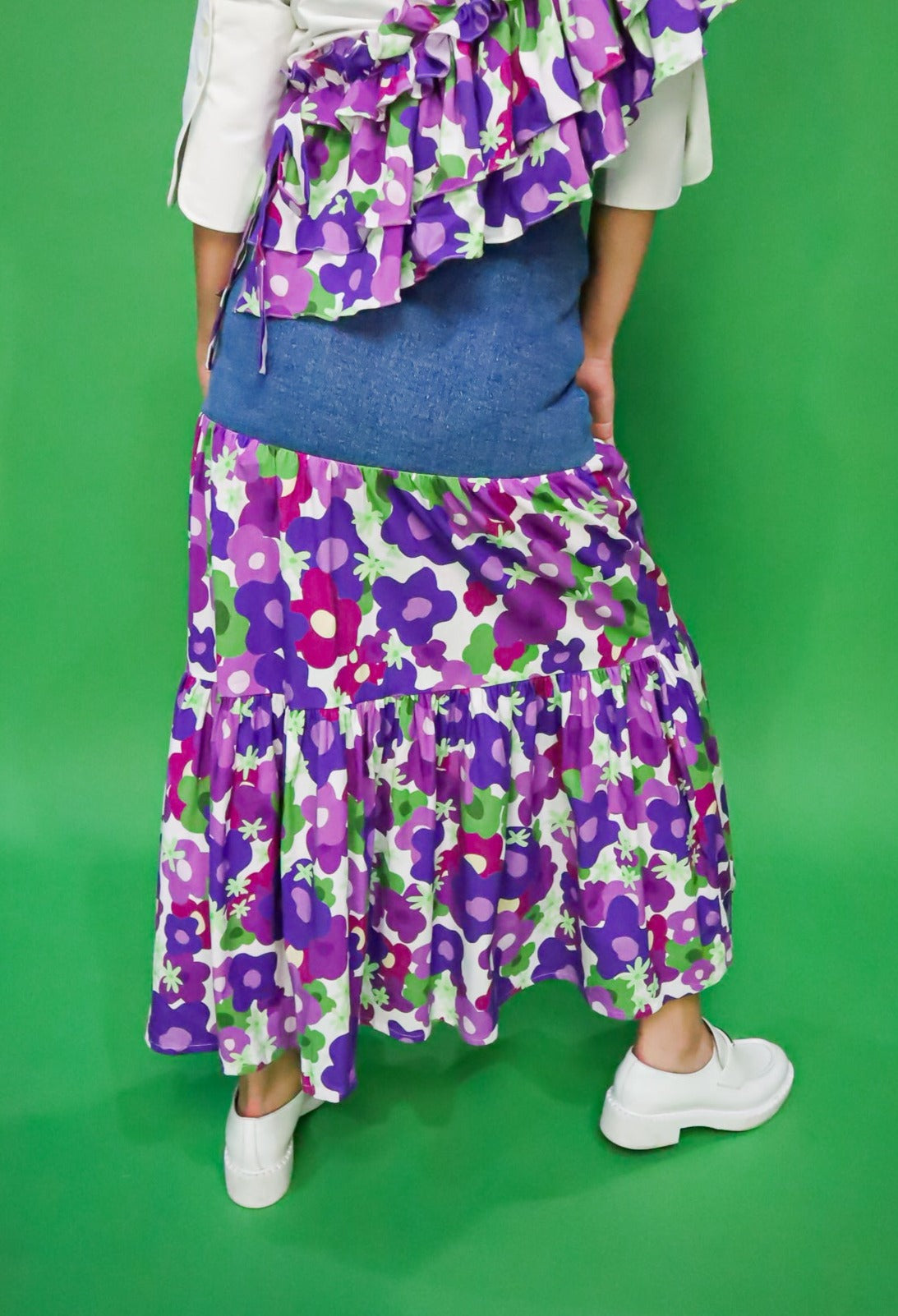ANEMONE DENIM RUFFLE SKIRT