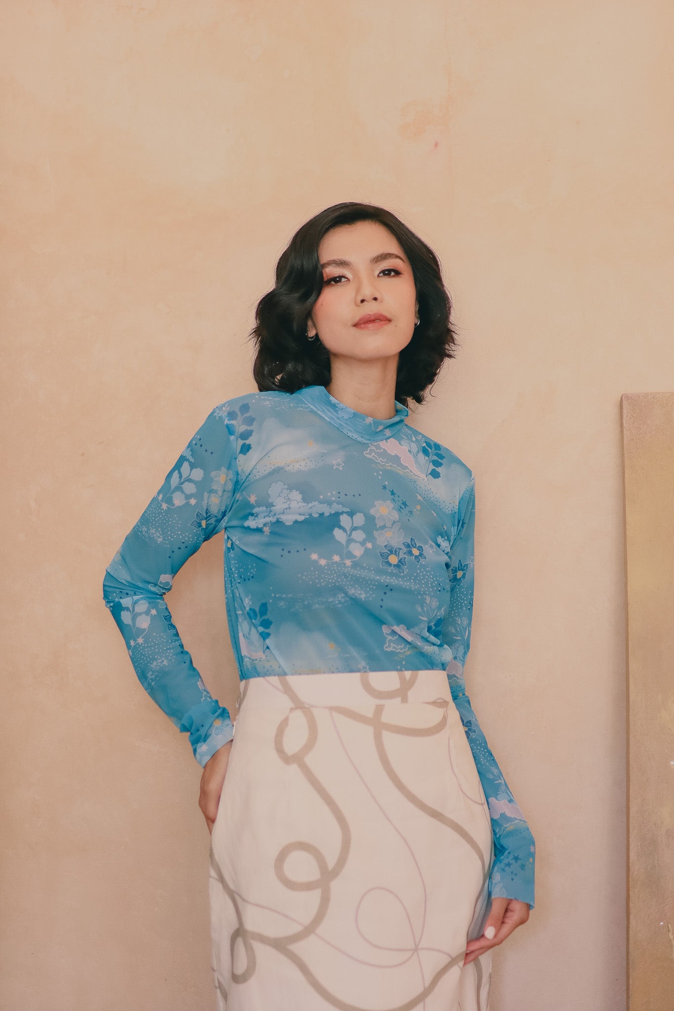 CALLA X ADINIA MESH TOP IN BLUE