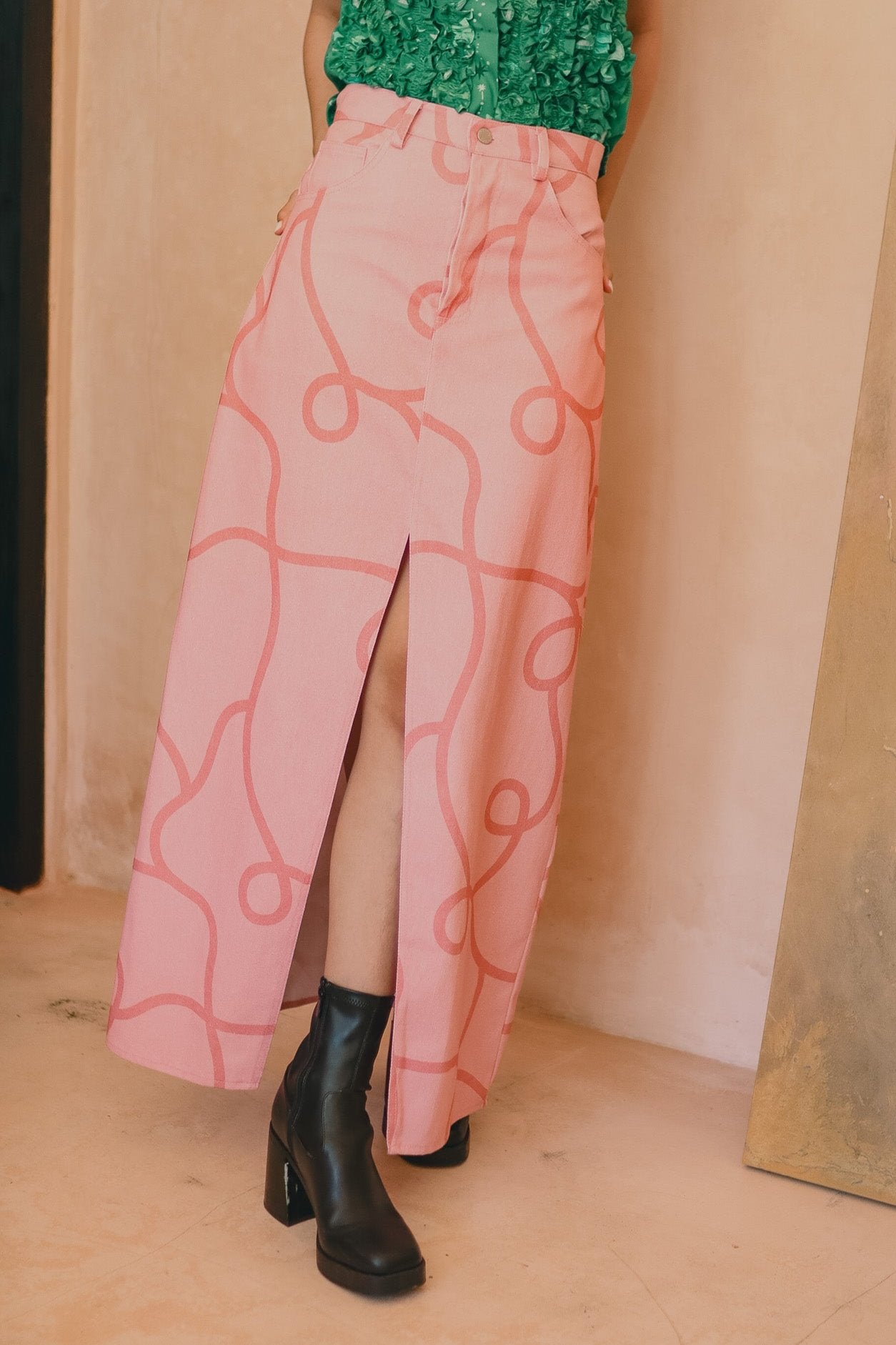 CALLA X ADINIA CAMILLE DENIM SKIRT IN PINK