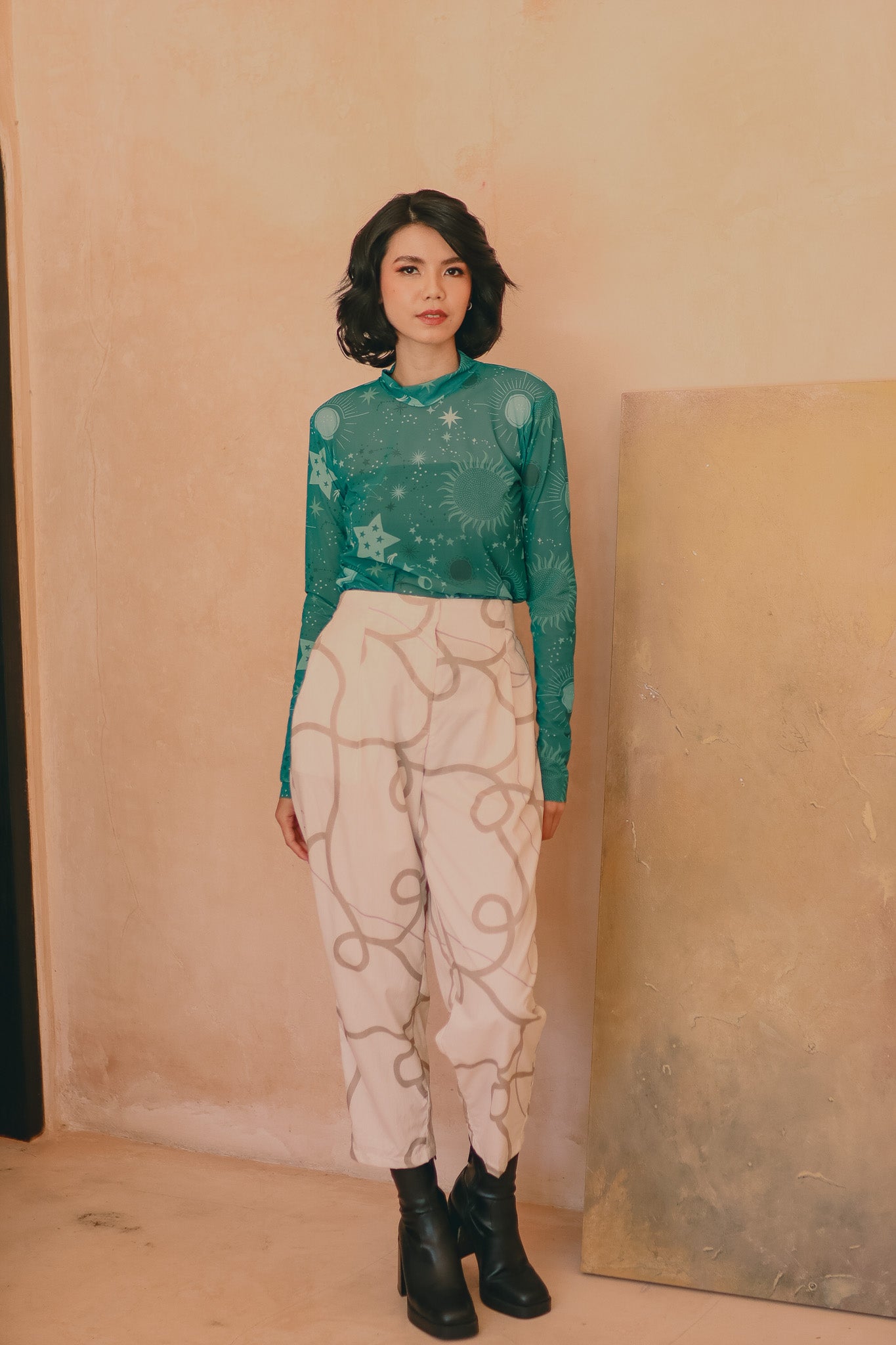 CALLA X ADINIA MESH TOP IN GREEN