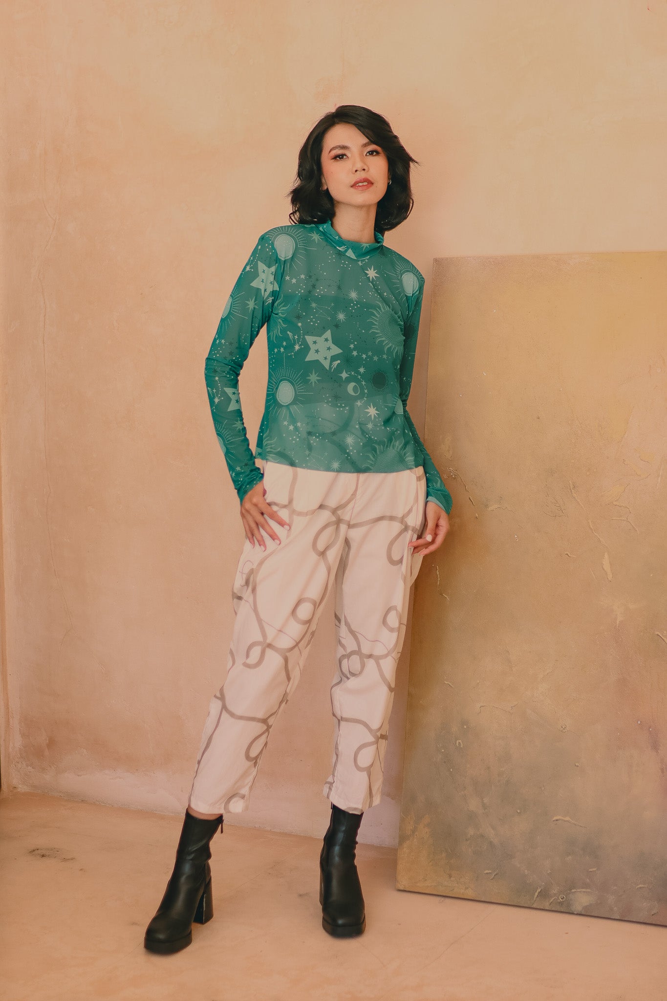 CALLA X ADINIA MESH TOP IN GREEN