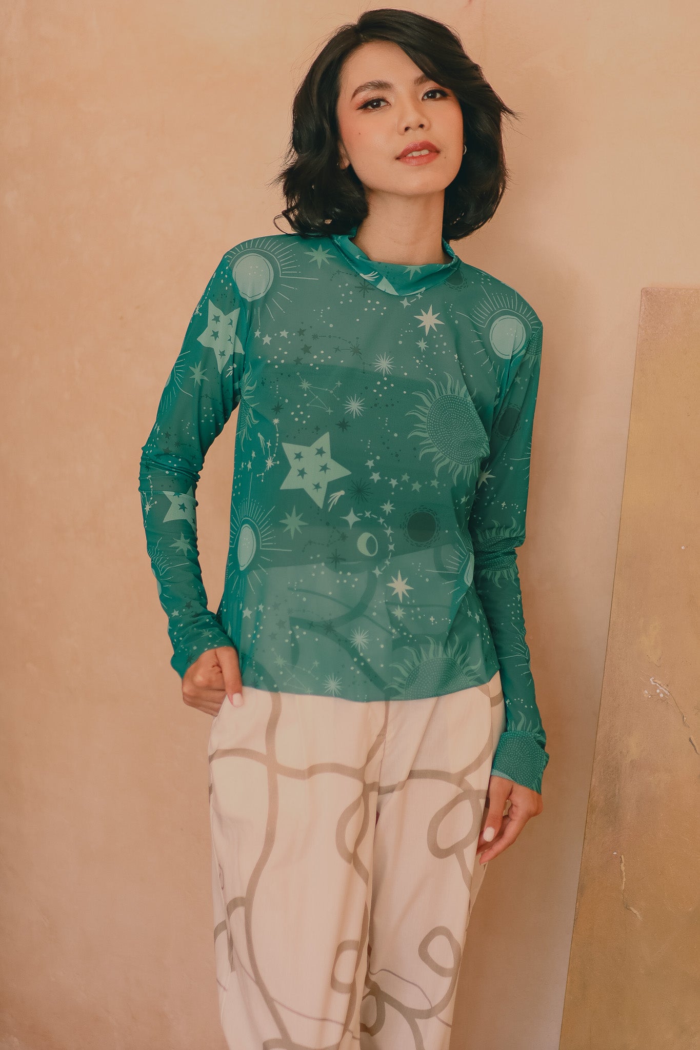 CALLA X ADINIA MESH TOP IN GREEN