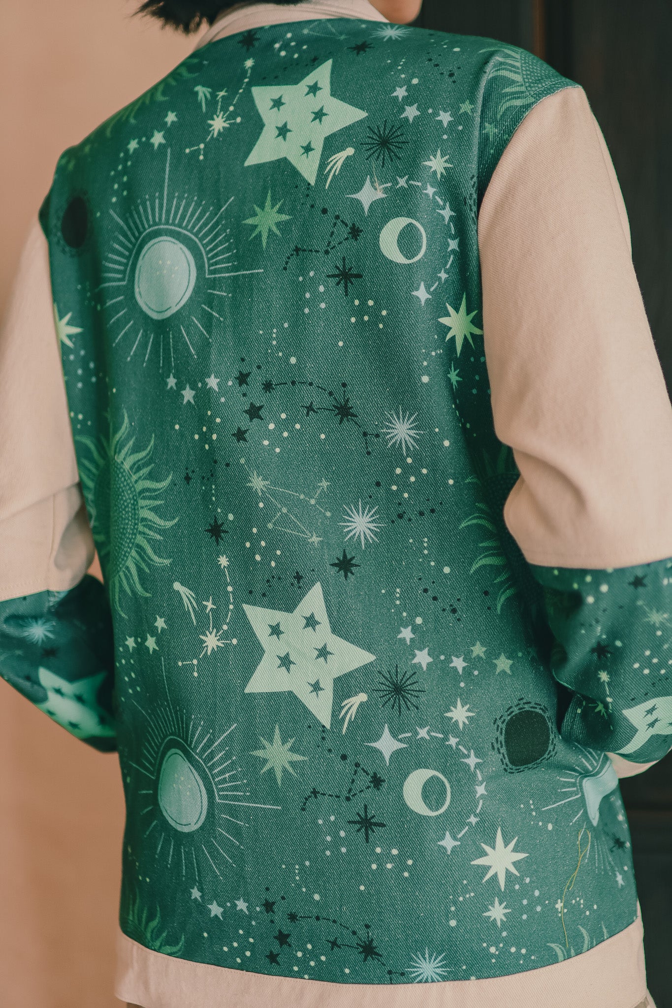 CALLA X ADINIA MIX DENIM JACKET IN GREEN