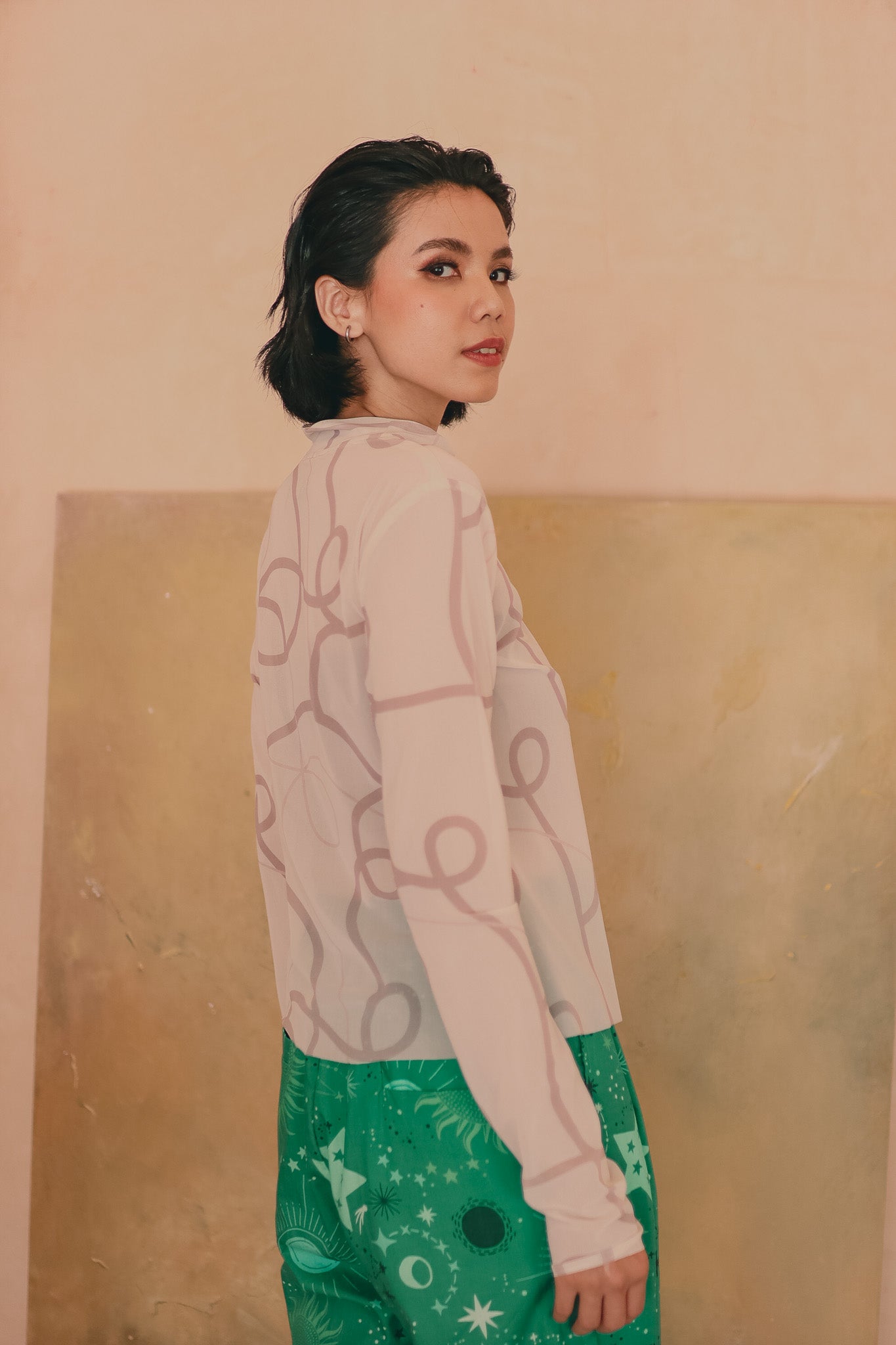 CALLA X ADINIA MESH TOP IN IVORY