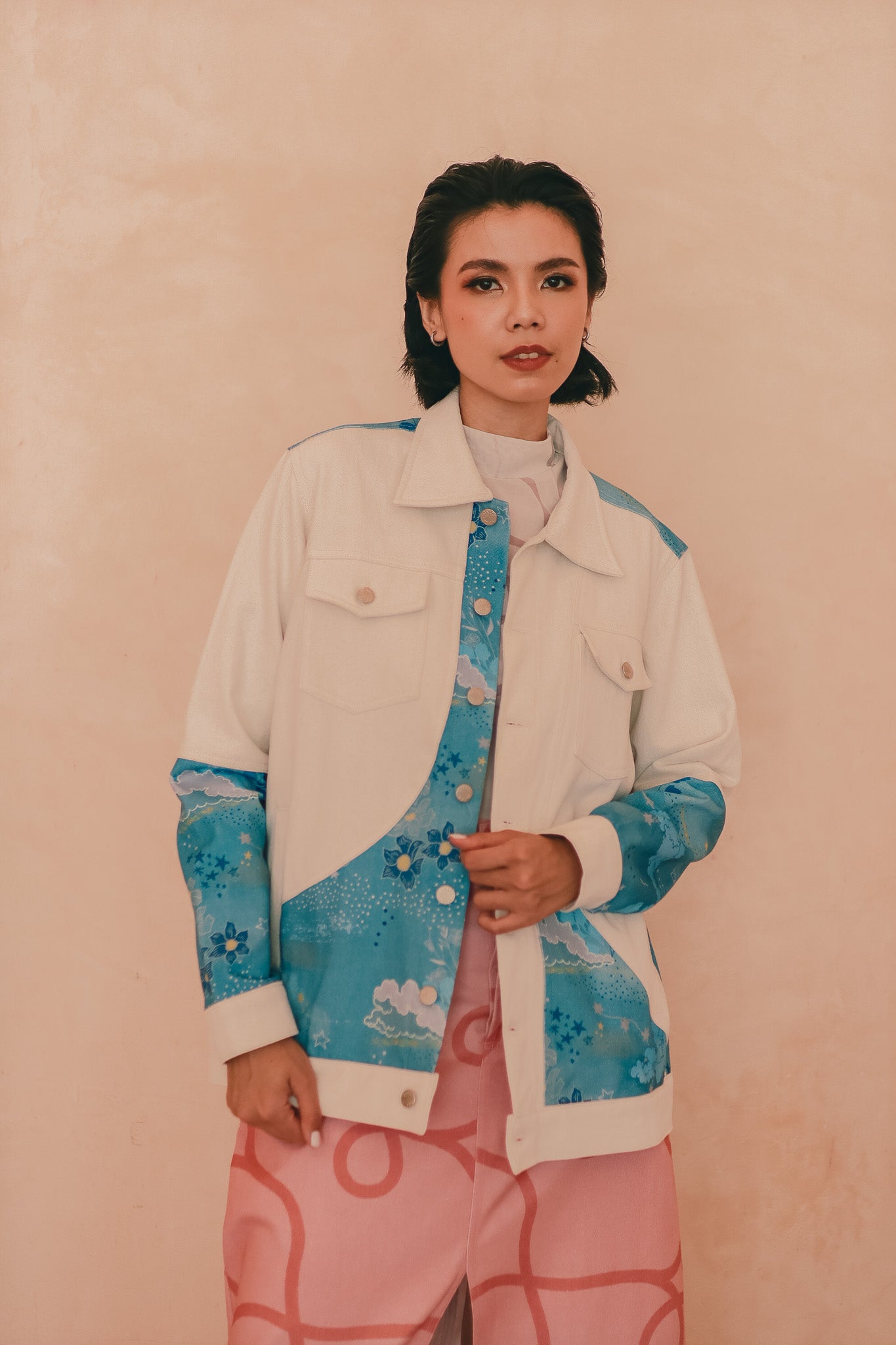 CALLA X ADINIA MIX DENIM JACKET IN BLUE