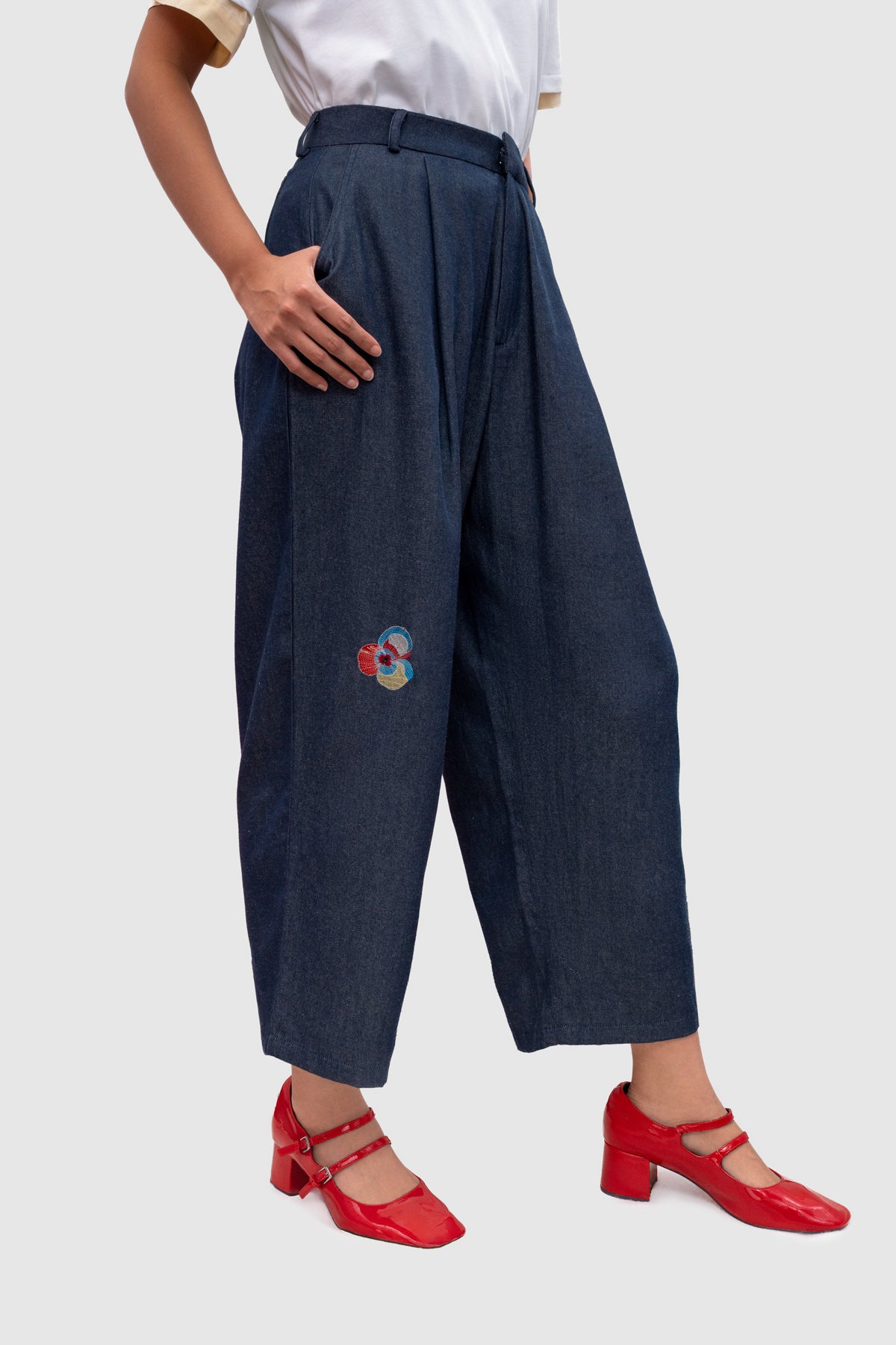 Kavya Barrel Pants - Azure