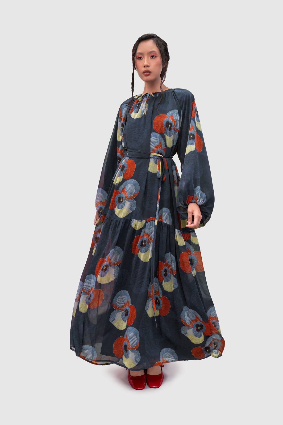 Kavya Gathered Dress - Azure