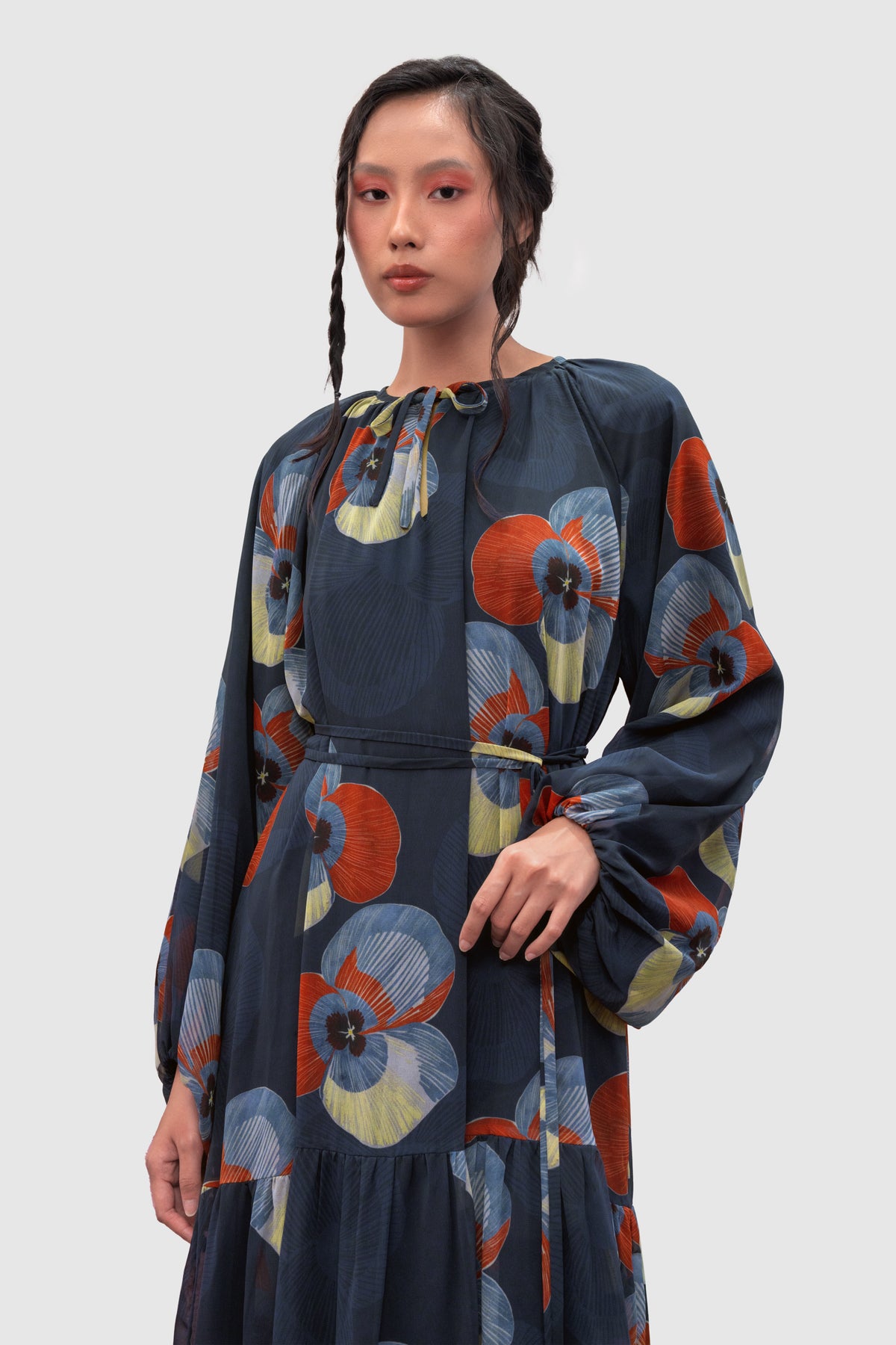 Kavya Gathered Dress - Azure
