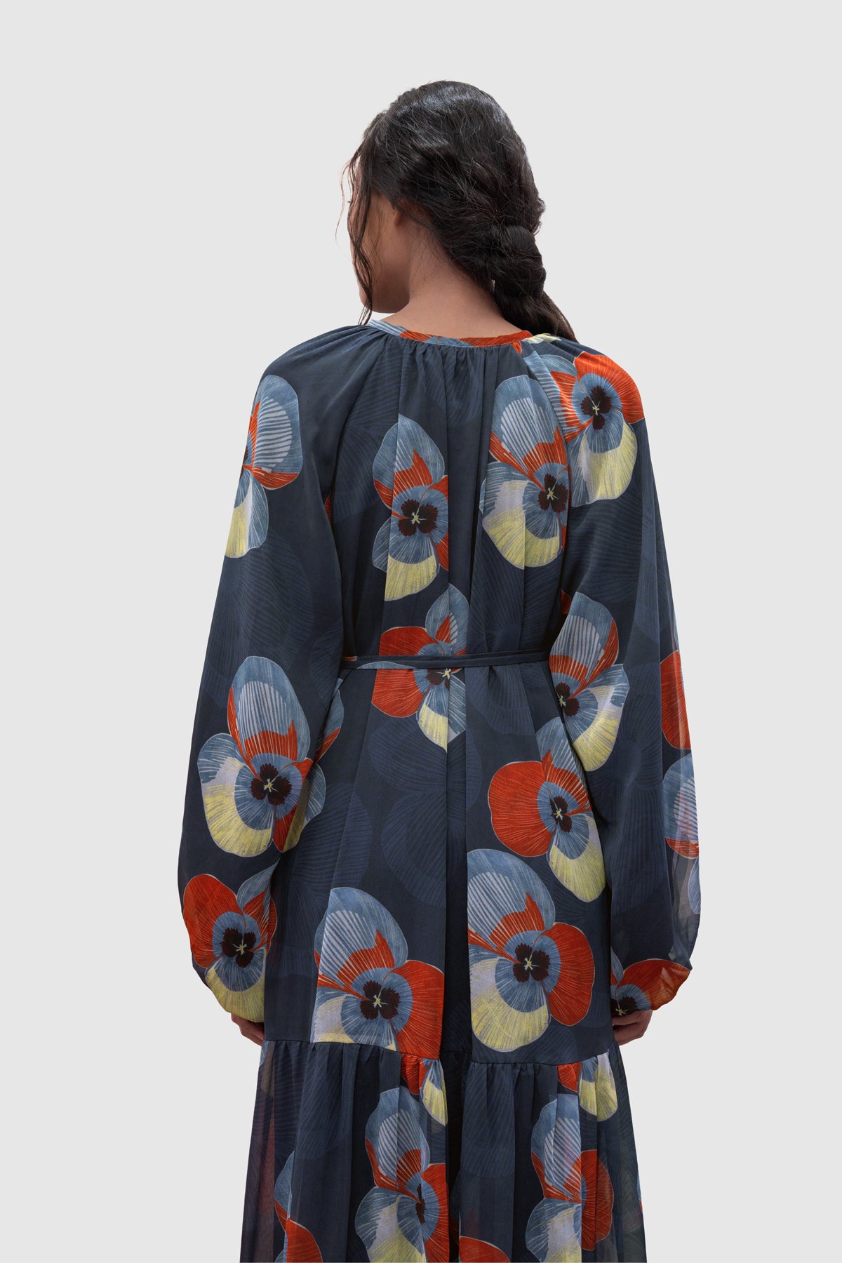 Kavya Gathered Dress - Azure