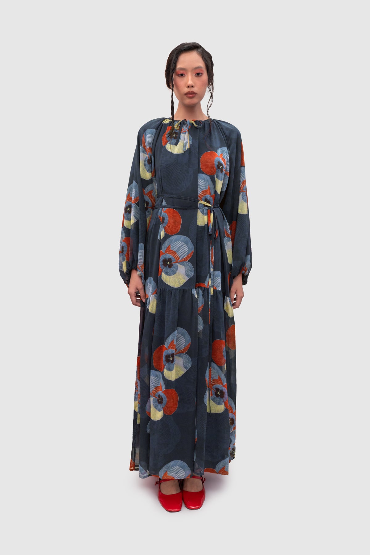 Kavya Gathered Dress - Azure