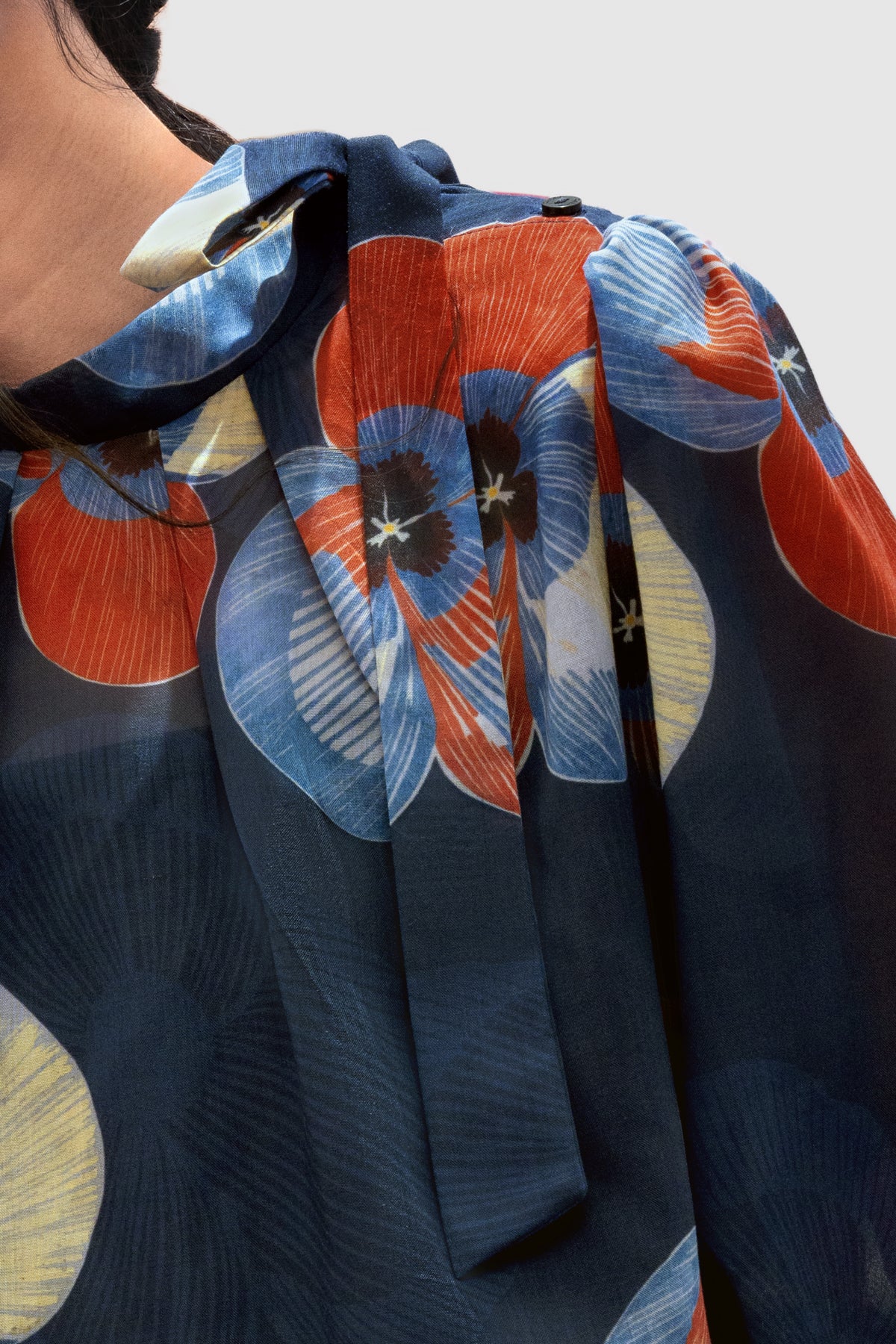 Kavya Tie-Neck Blouse - Azure