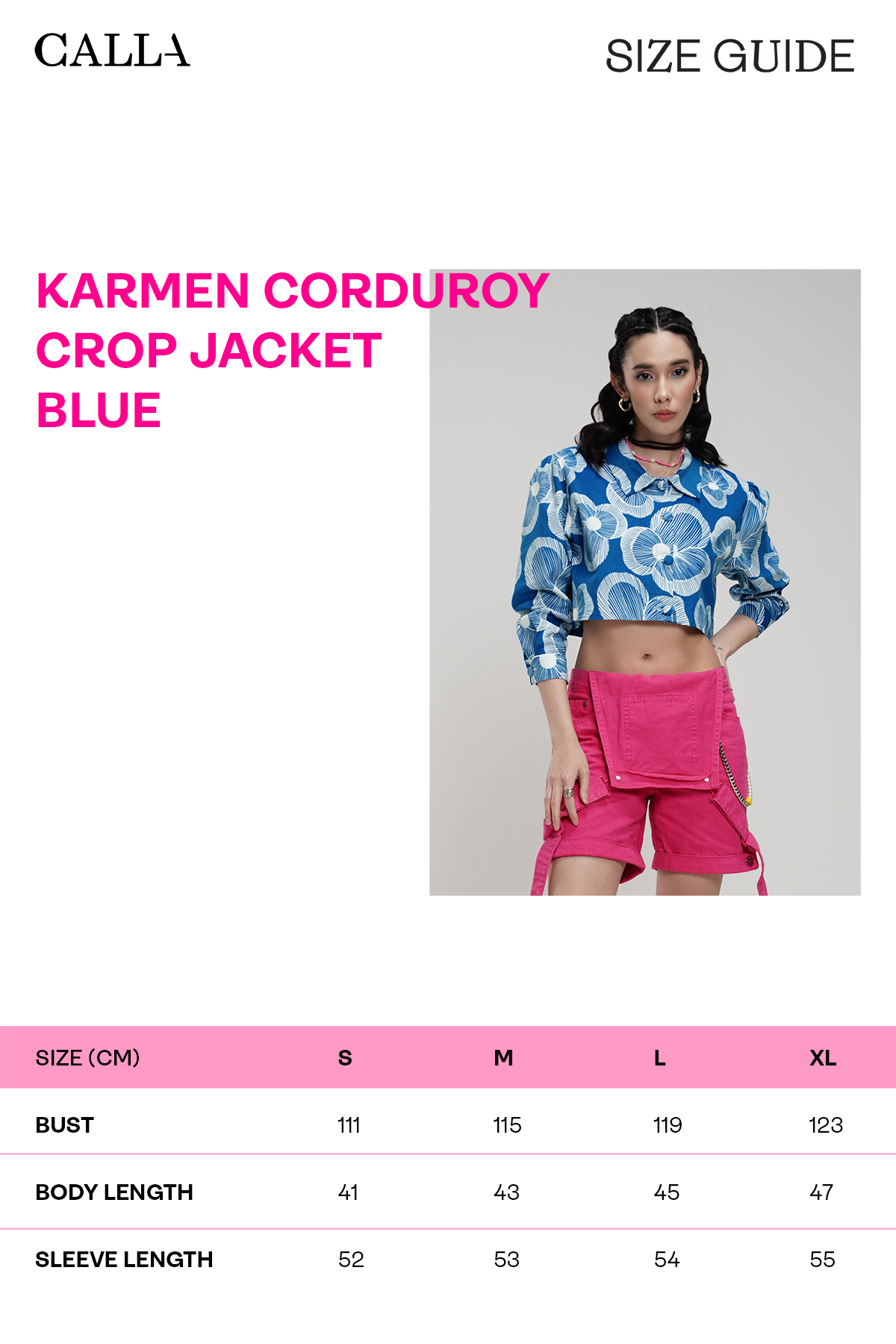 Karmen Corduroy Crop Jacket - Blue