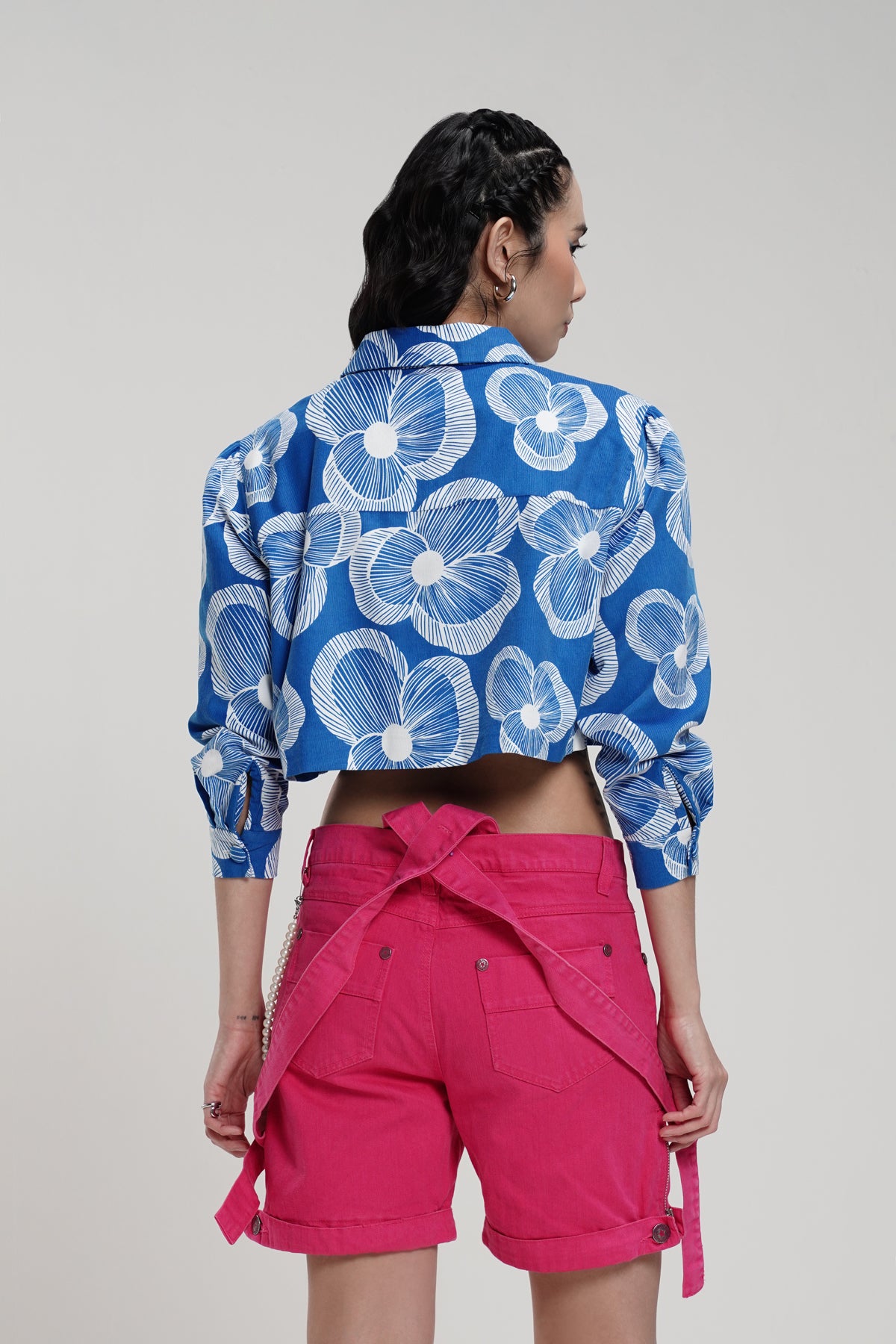 Karmen Corduroy Crop Jacket - Blue