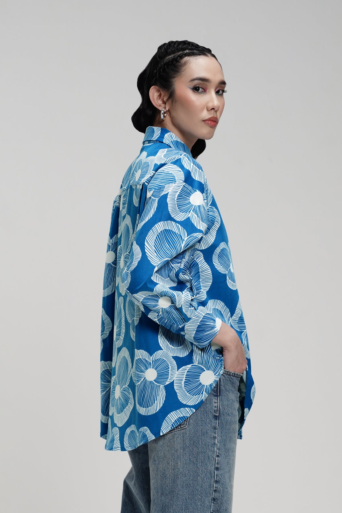 Karmen Corduroy Long Shirt - Blue