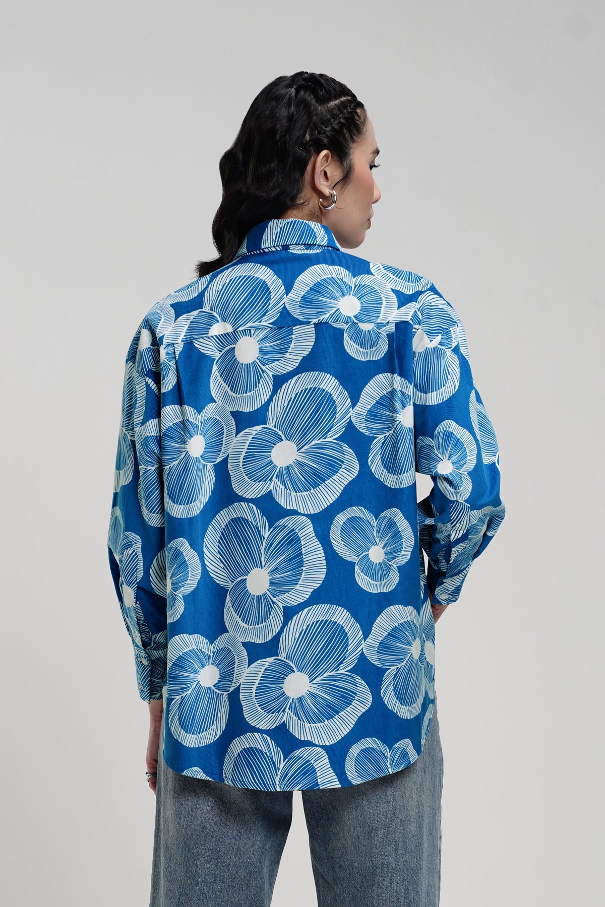 Karmen Corduroy Long Shirt - Blue