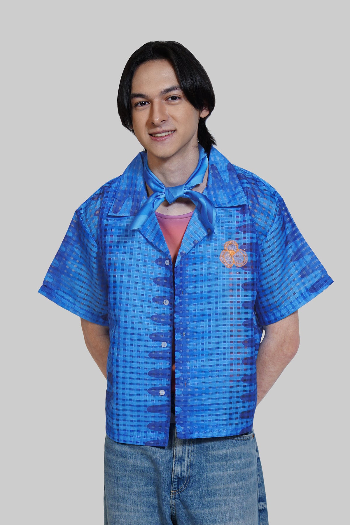 Karmen Wavy Sheer Shirt - Blue