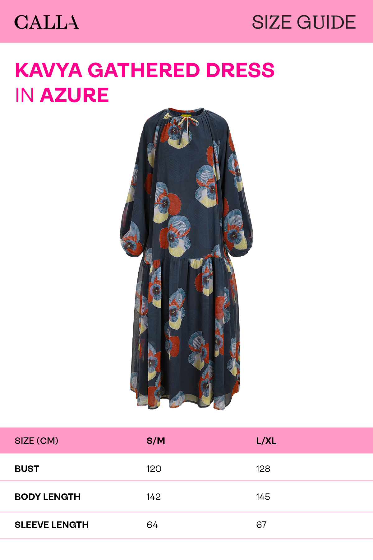 Kavya Gathered Dress - Azure
