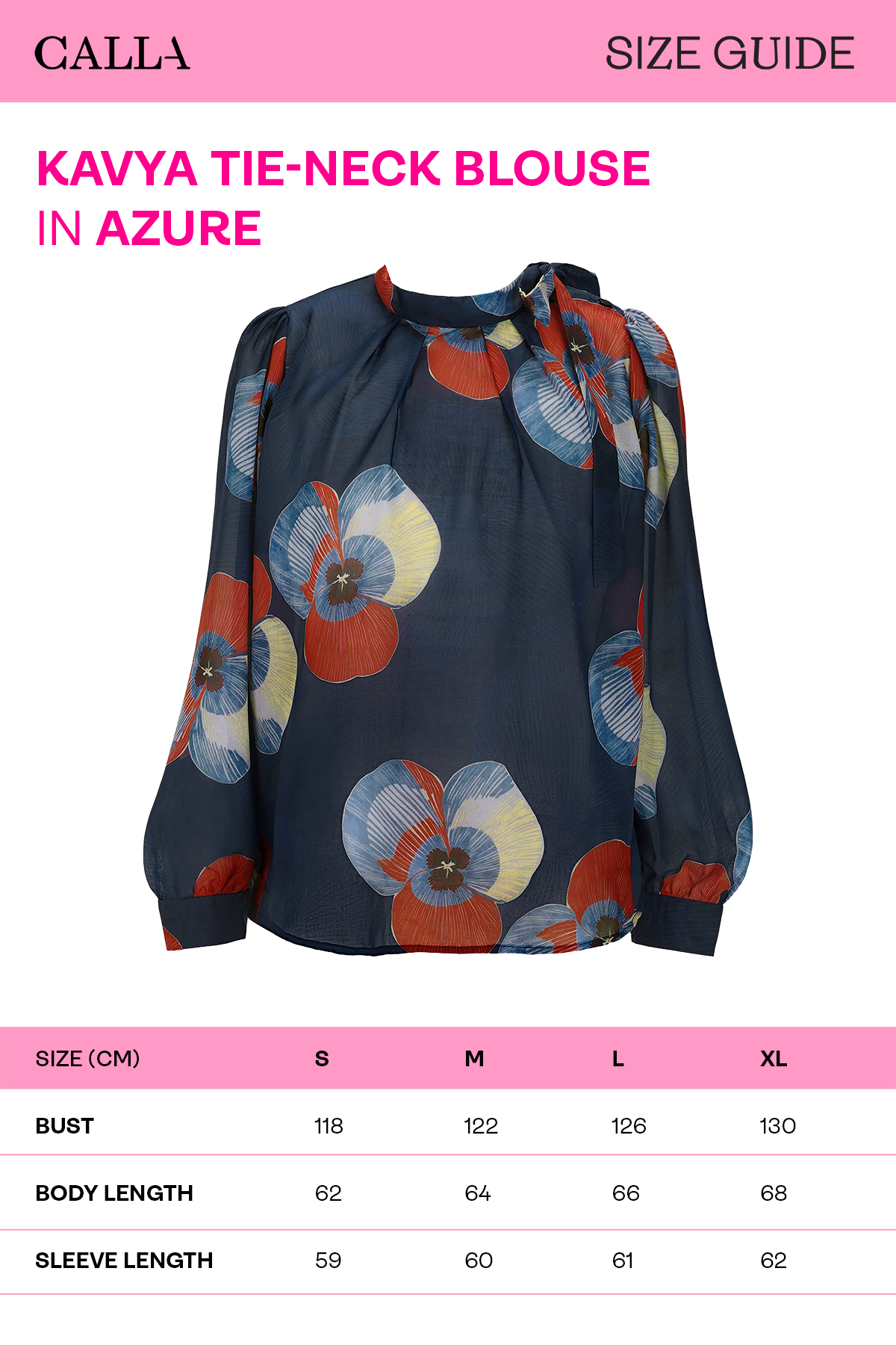 Kavya Tie-Neck Blouse - Azure