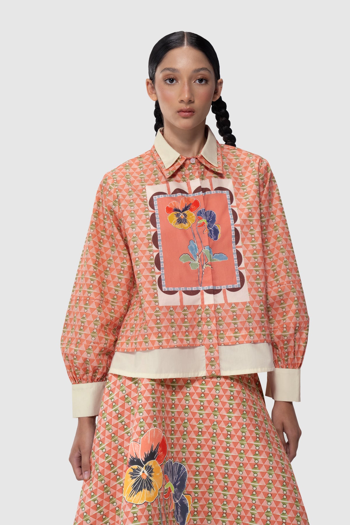 Lattice Layered Shirt - Peach