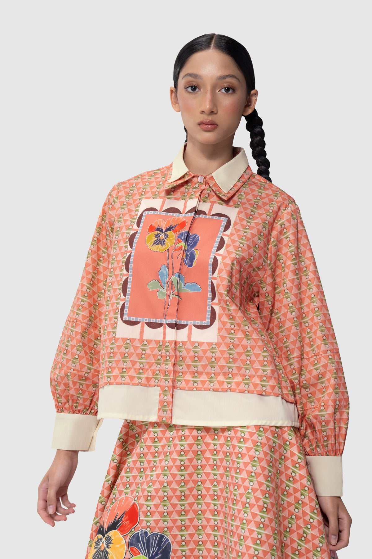 Lattice Layered Shirt - Peach