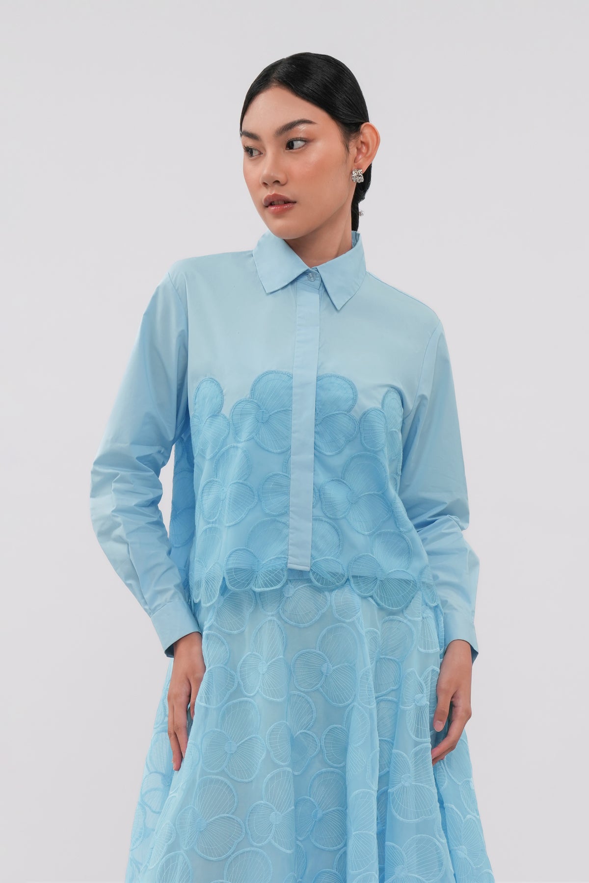 Liora Crop Shirt - Sky