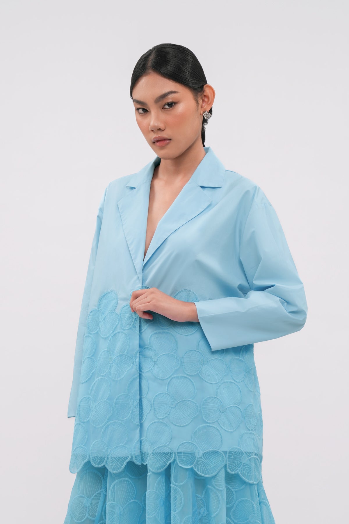 Liora Organza Blazer - Sky