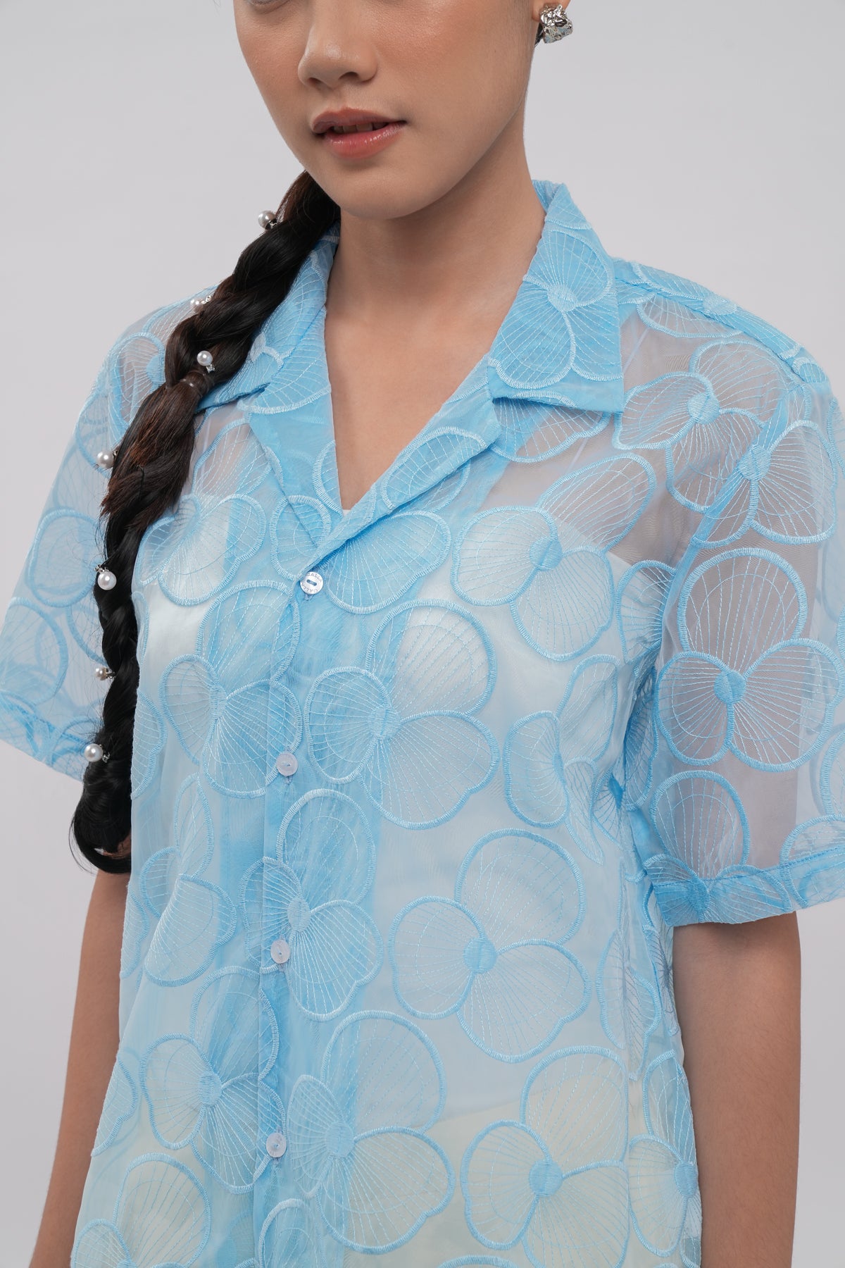 Liora Organza Shirt - Sky