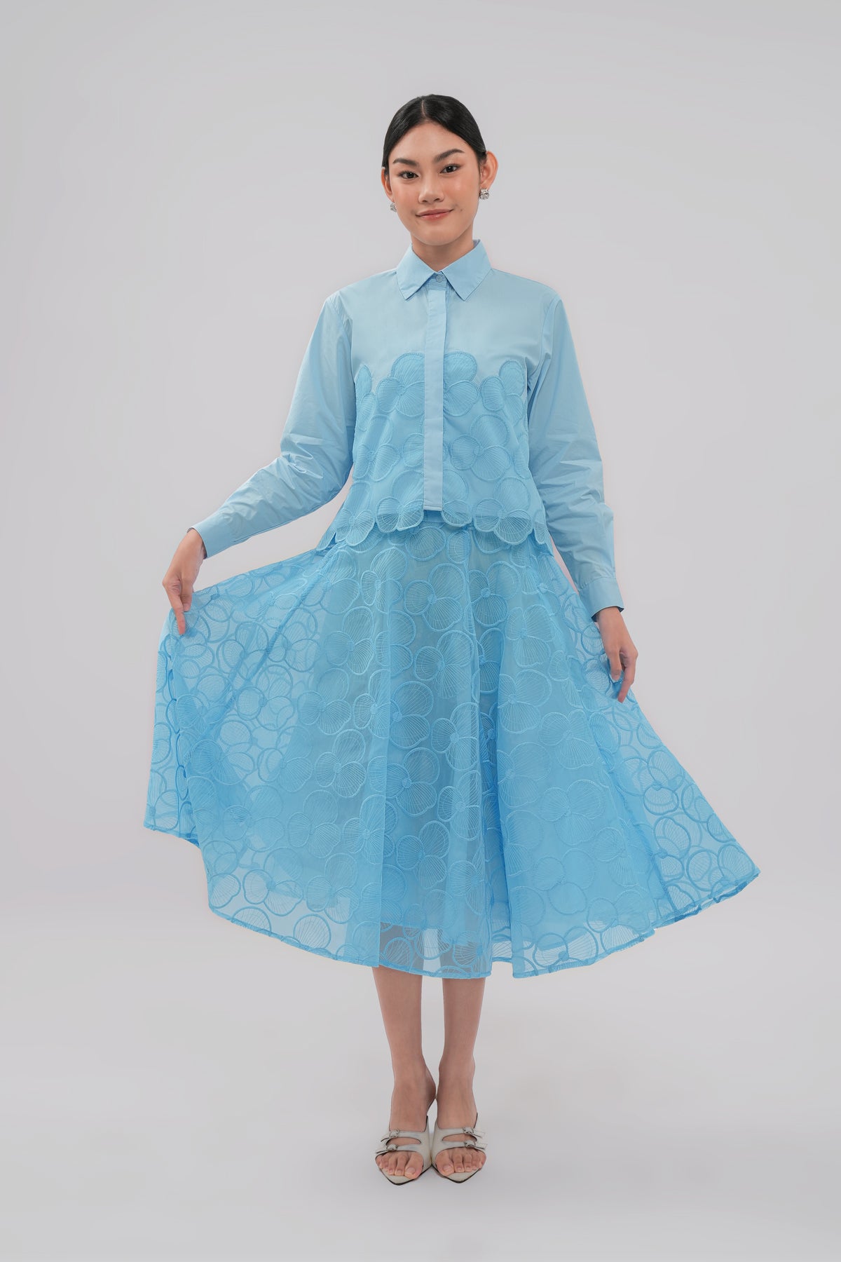 Liora Organza Skirt - Sky