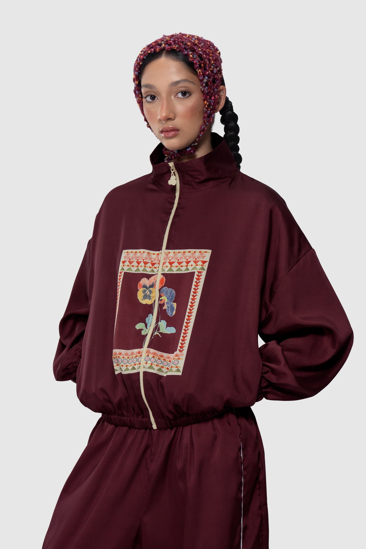 Medallion Athleisure Jacket - Ruby