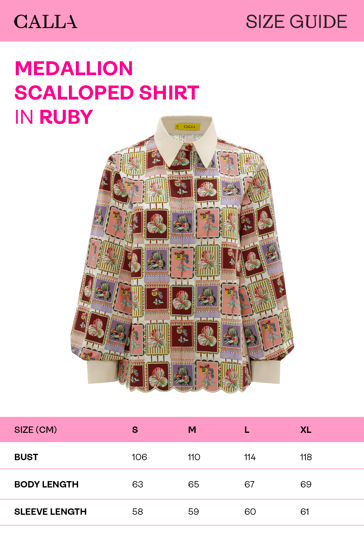 Medallion Scalloped Shirt - Ruby