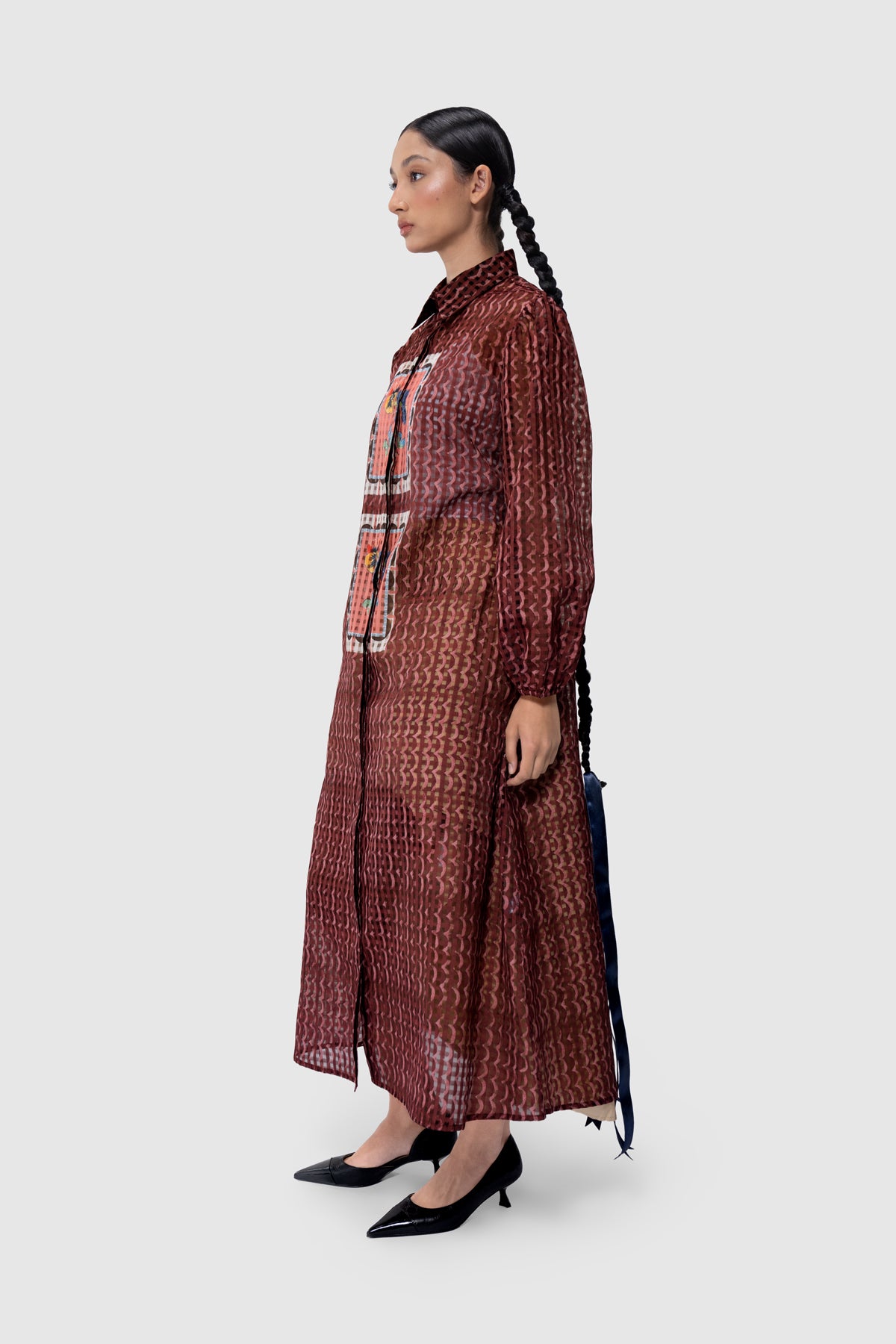 Medallion Sheer Dress - Ruby