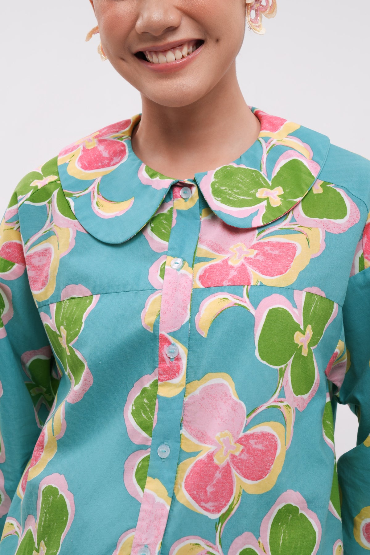 Mirae Curved Shirt - Carribean