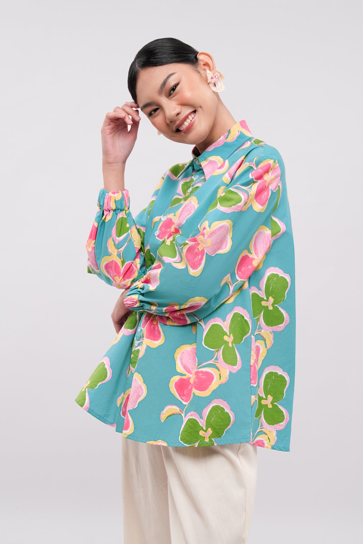 Mirae Double Buttons Shirt - Carribean