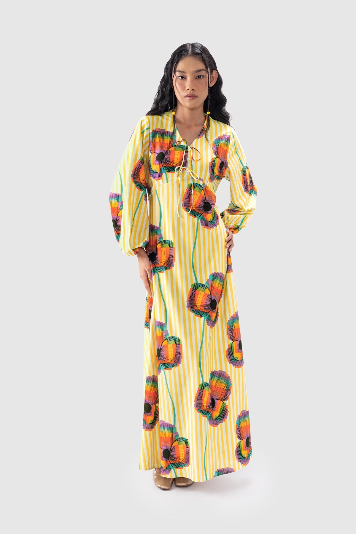 Mimosa Tie-Front Maxi Dress - Goldenrod