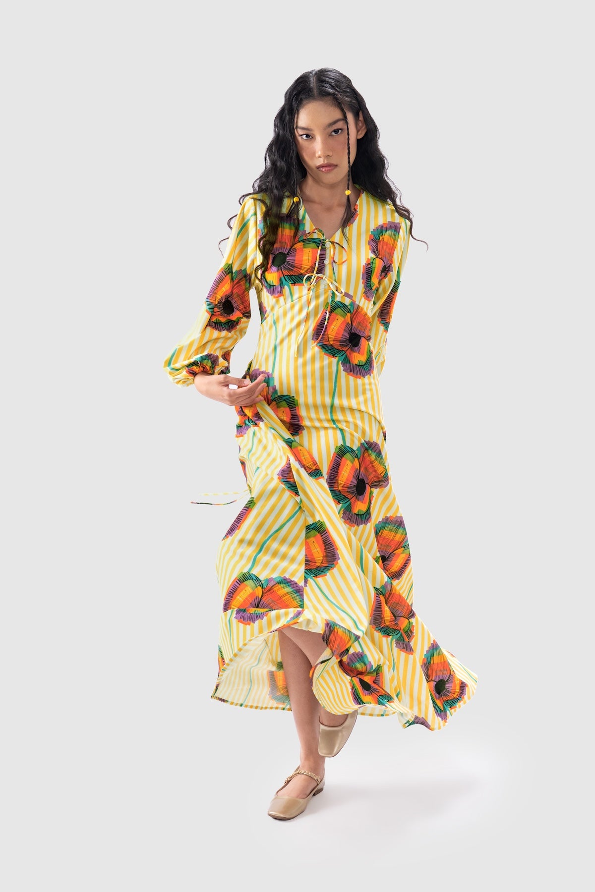 Mimosa Tie-Front Maxi Dress - Goldenrod